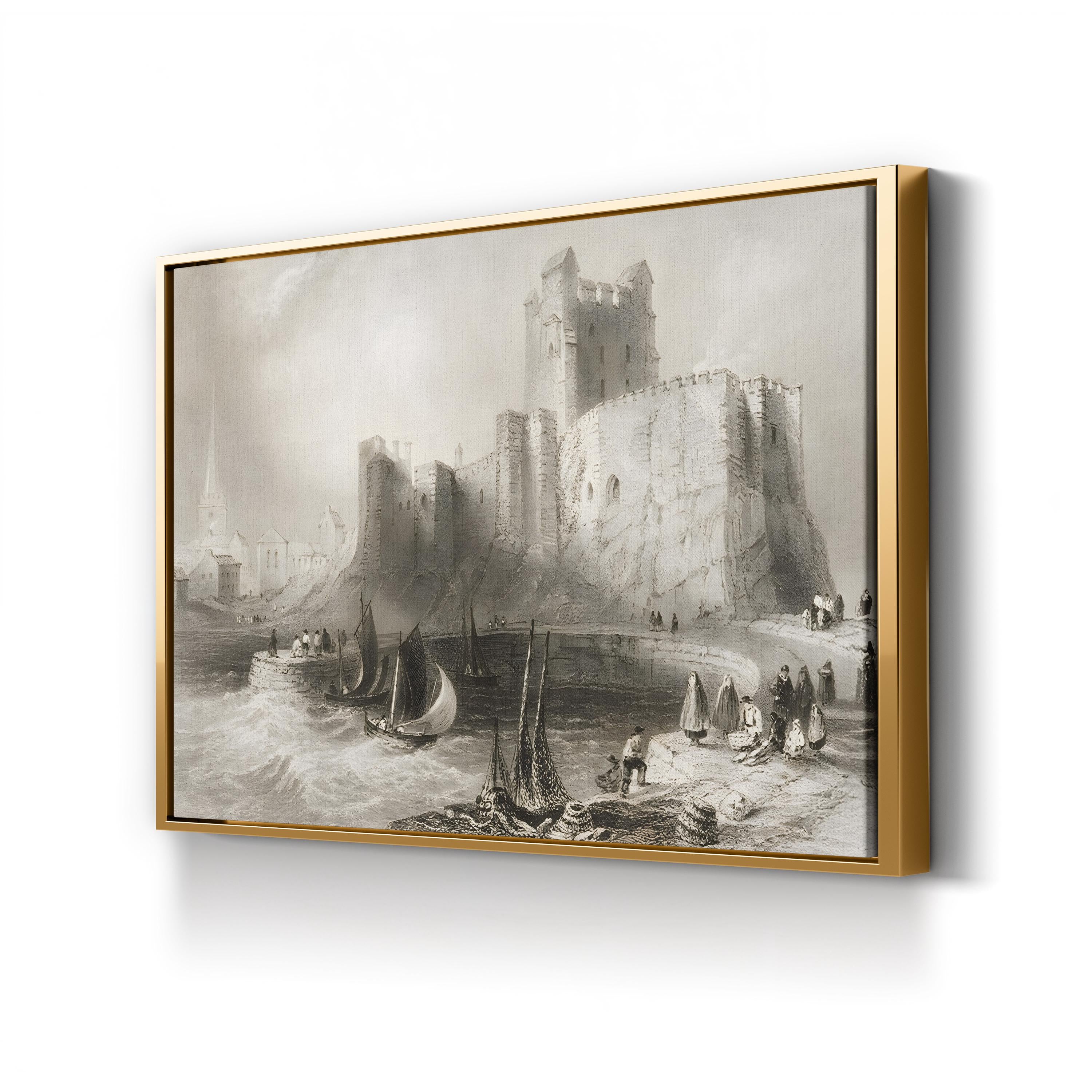 Carrickfergus Castle Canvas Print: Vintage Ireland Landscape Art