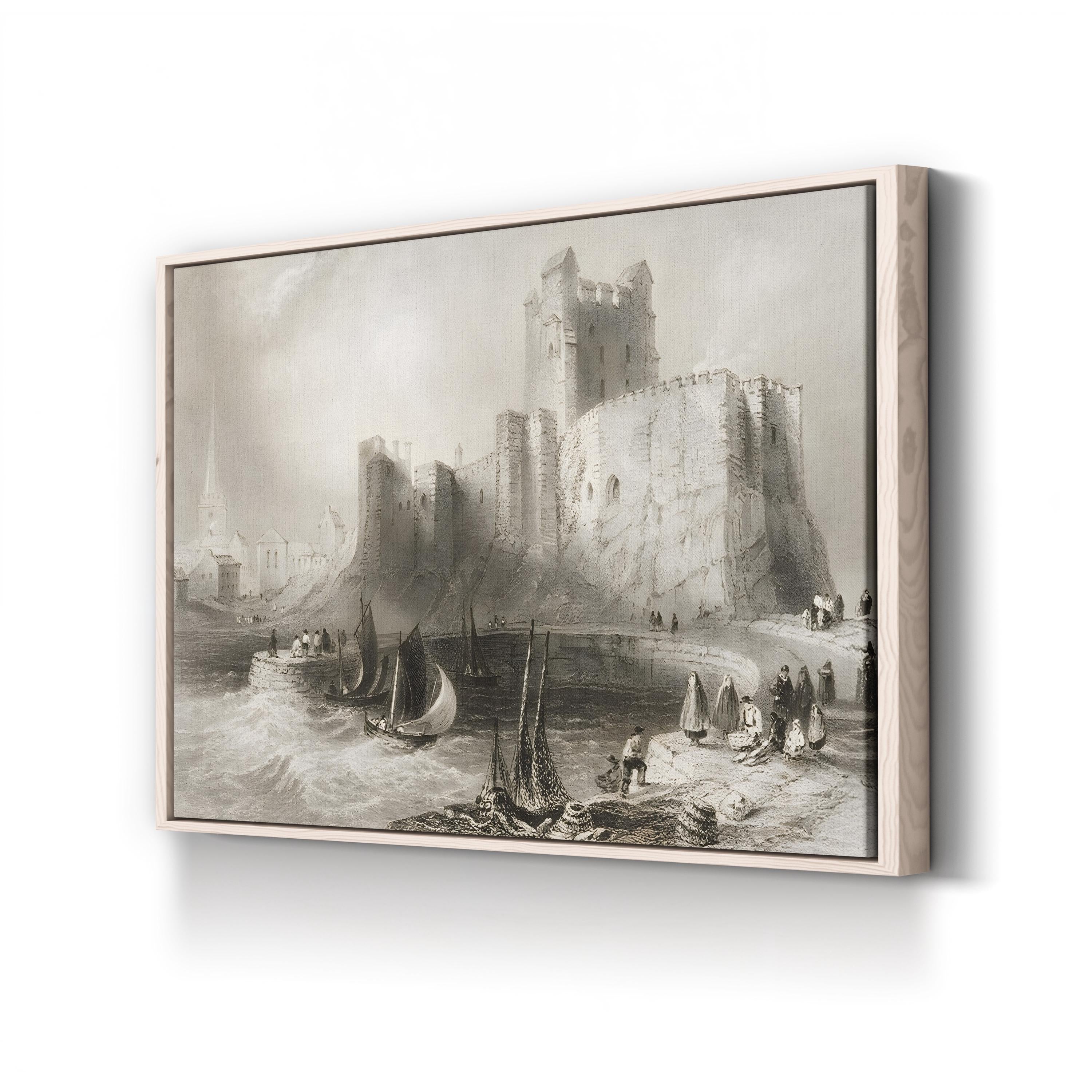 Carrickfergus Castle Canvas Print: Vintage Ireland Landscape Art