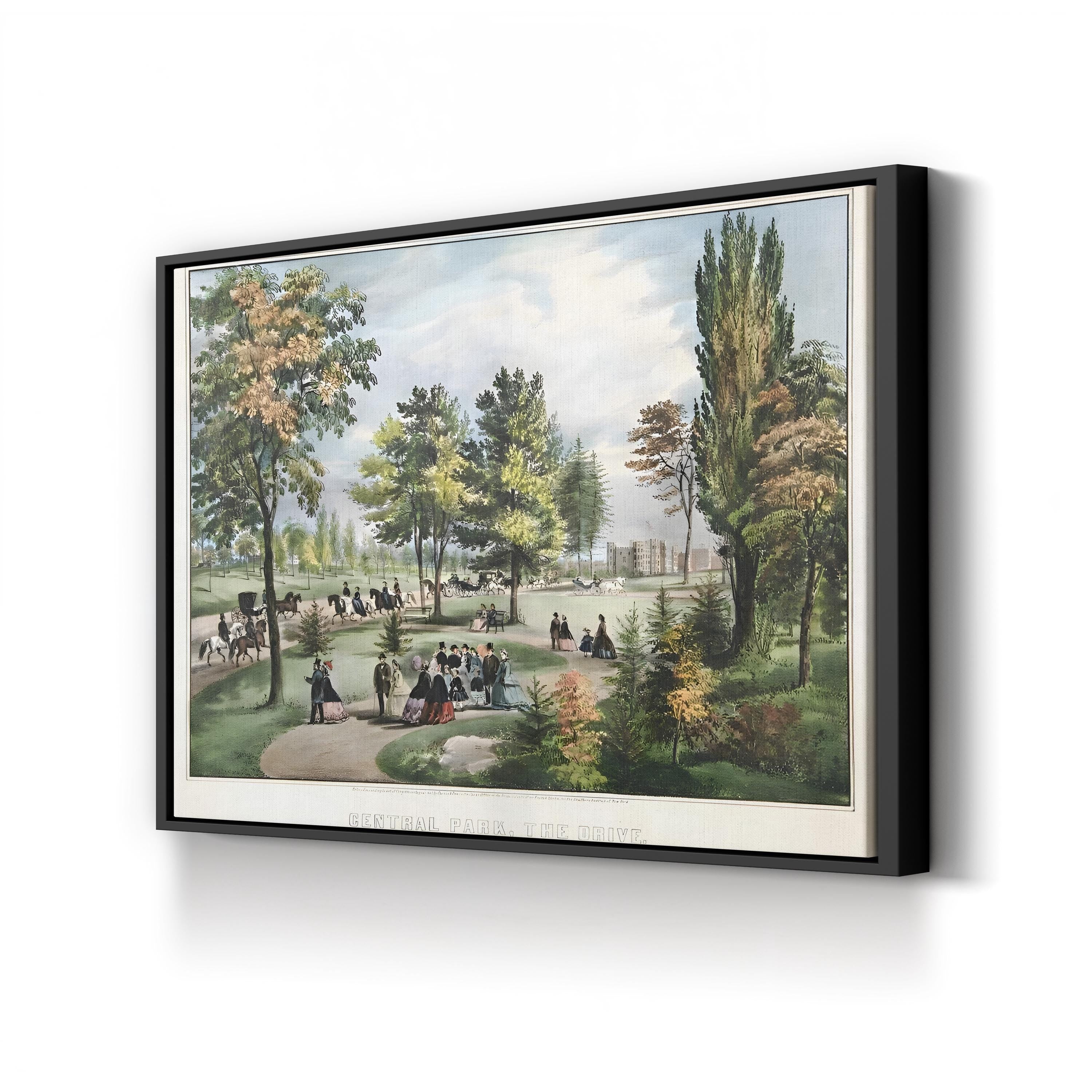 The Drive Wall Art by Currier and Ives in New York Horse-Drawn Carriages Print