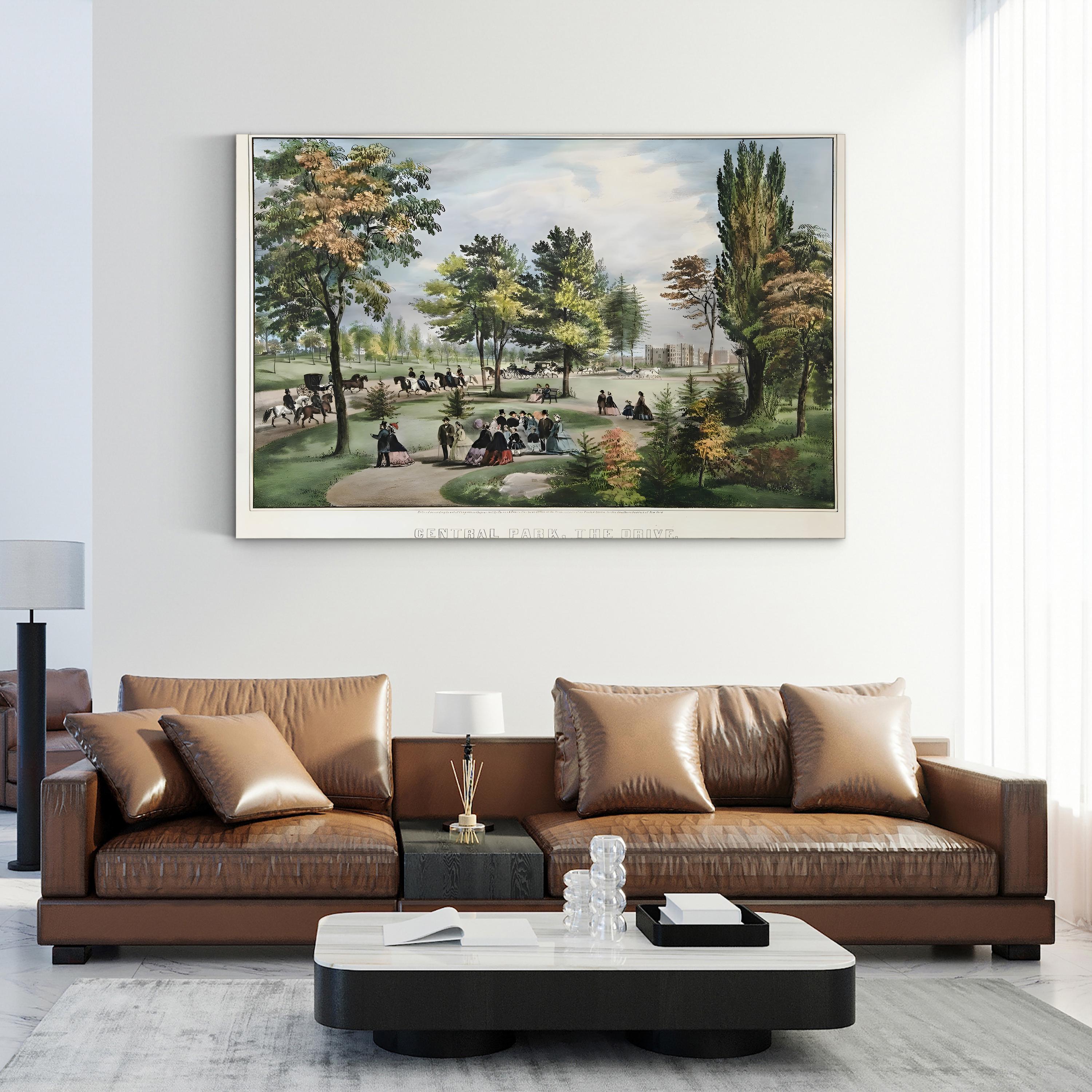 The Drive Wall Art by Currier and Ives in New York Horse-Drawn Carriages Print