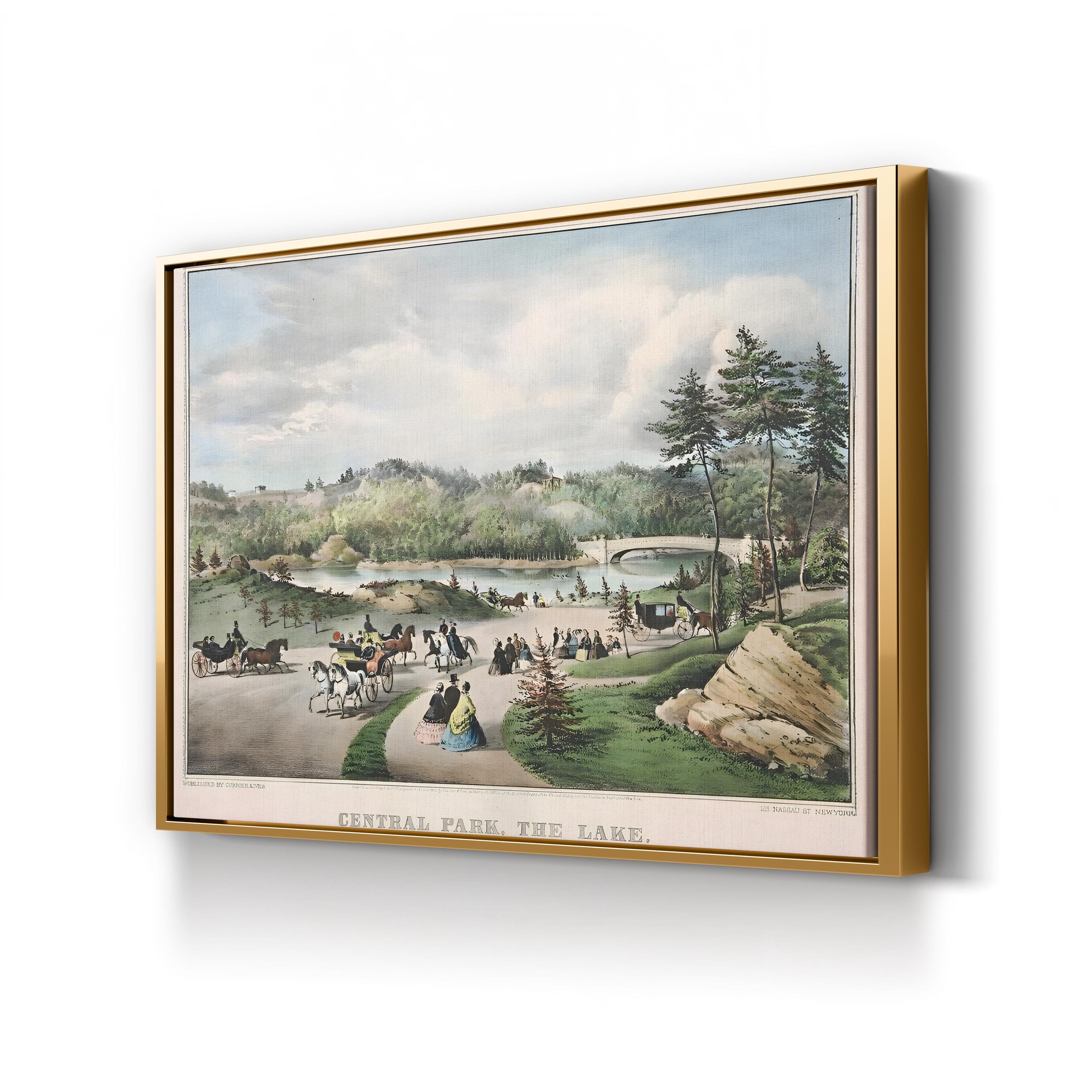 19th-Century Central Park Lake Pastoral Scene Canvas Print