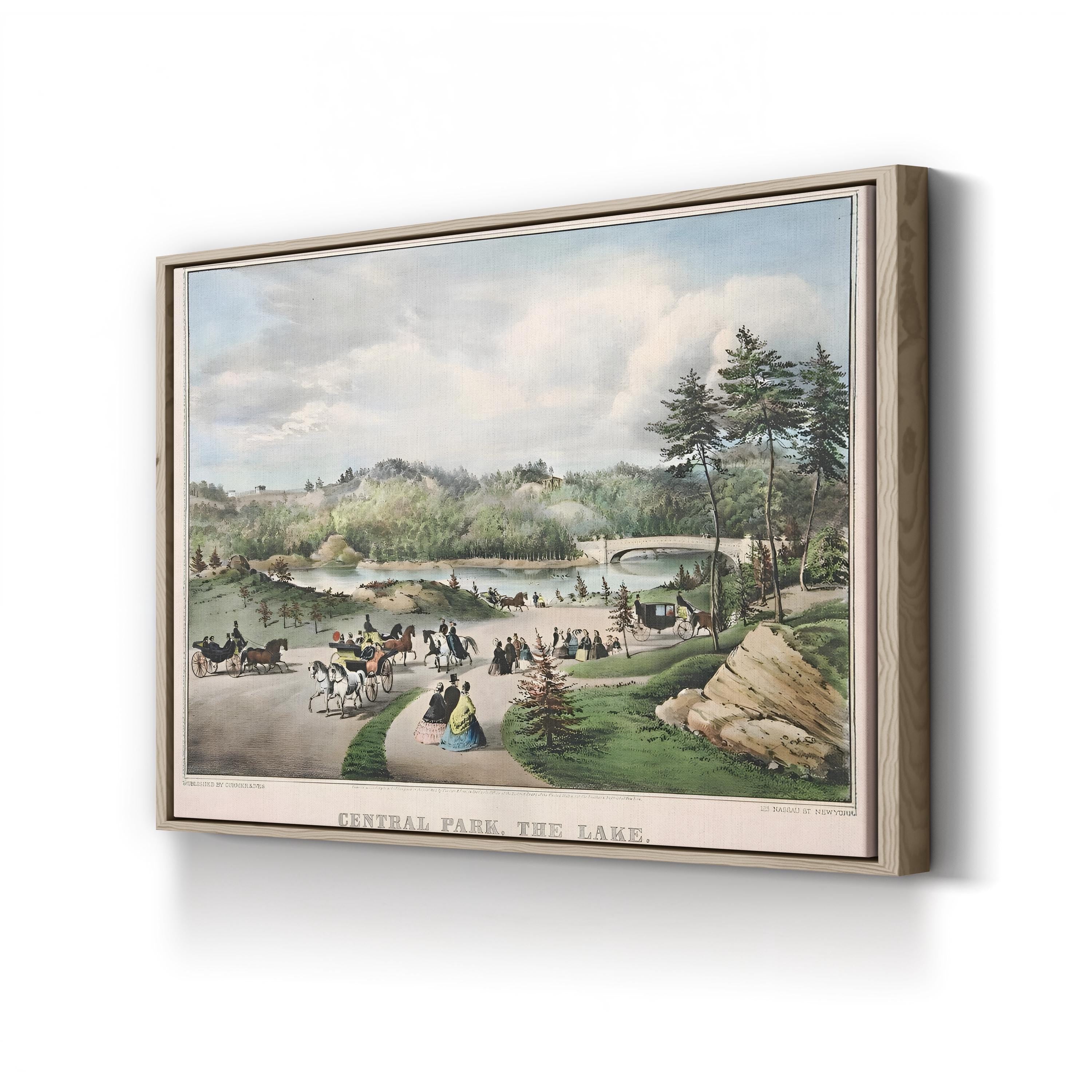 19th-Century Central Park Lake Pastoral Scene Canvas Print