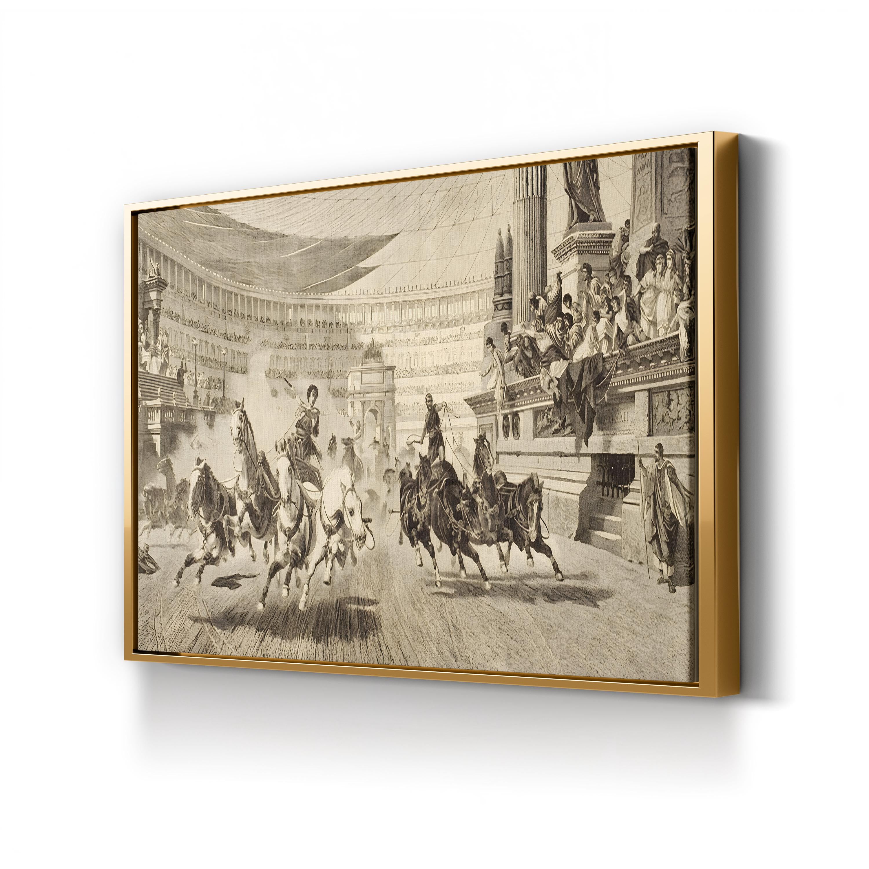 Chariot Race at Roman Games, c.1890 Wall Art by Alejandro Wagner – Classical Historical Illustration Canvas Print