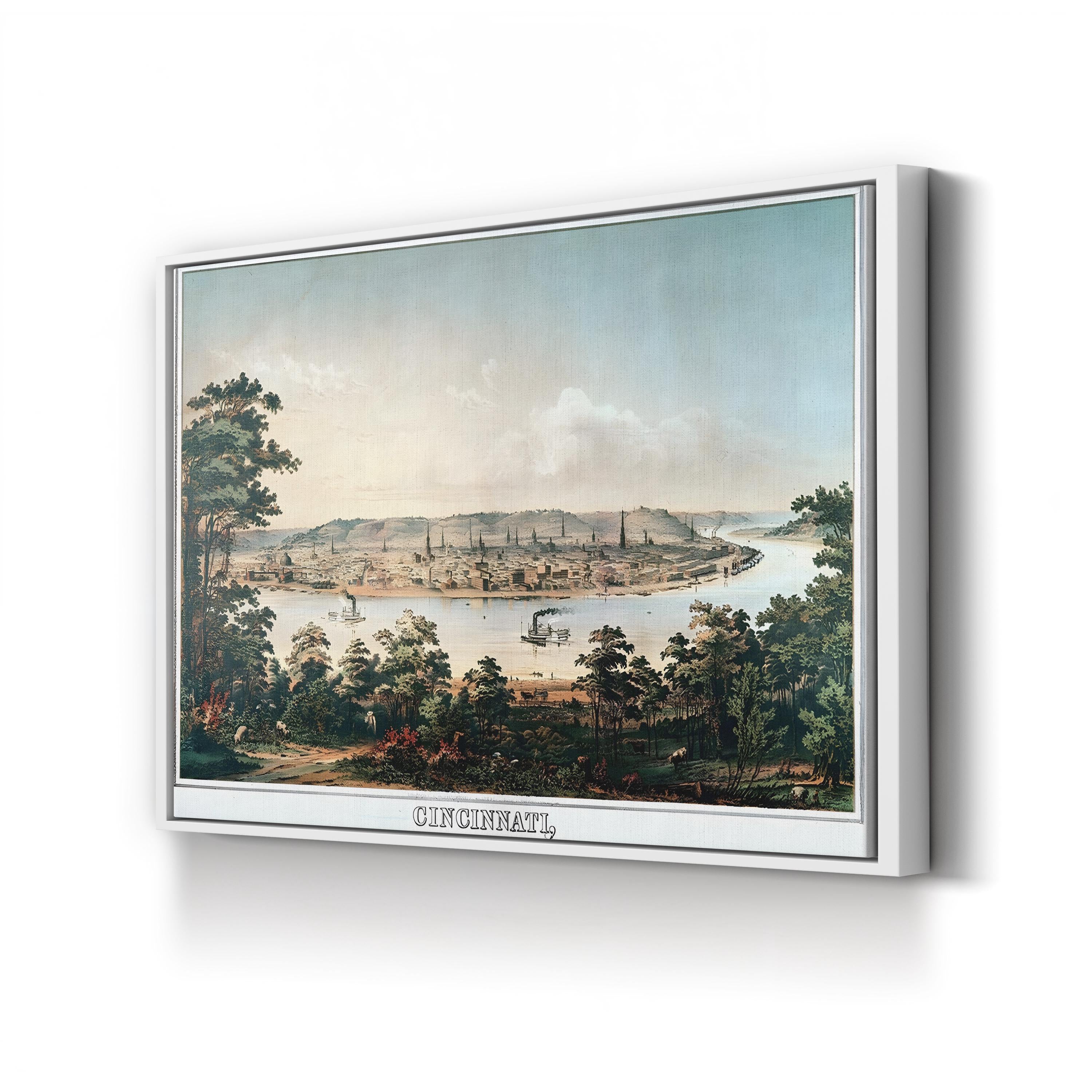 Cincinnati Ohio Vintage Cityscape Print: 1856 Ohio River Art