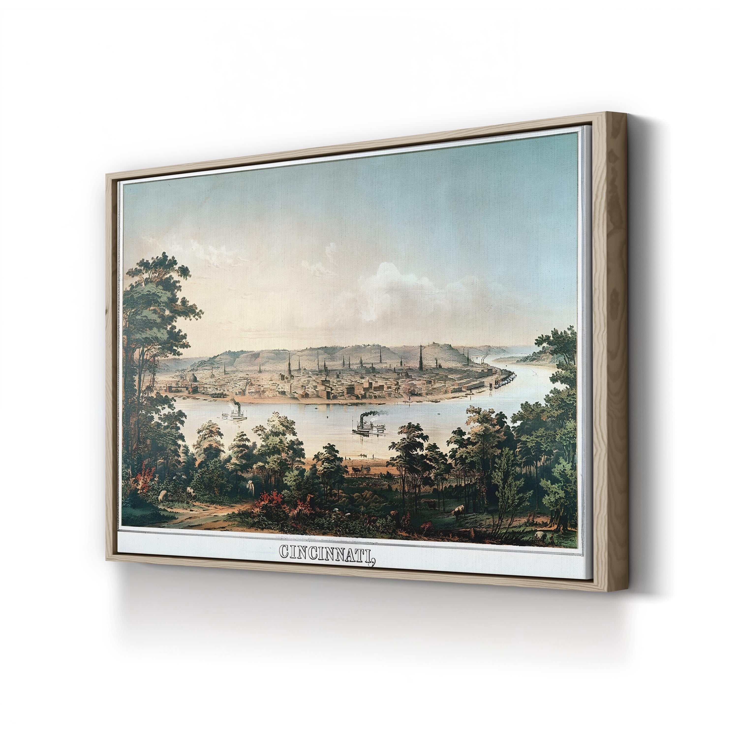 Cincinnati Ohio Vintage Cityscape Print: 1856 Ohio River Art