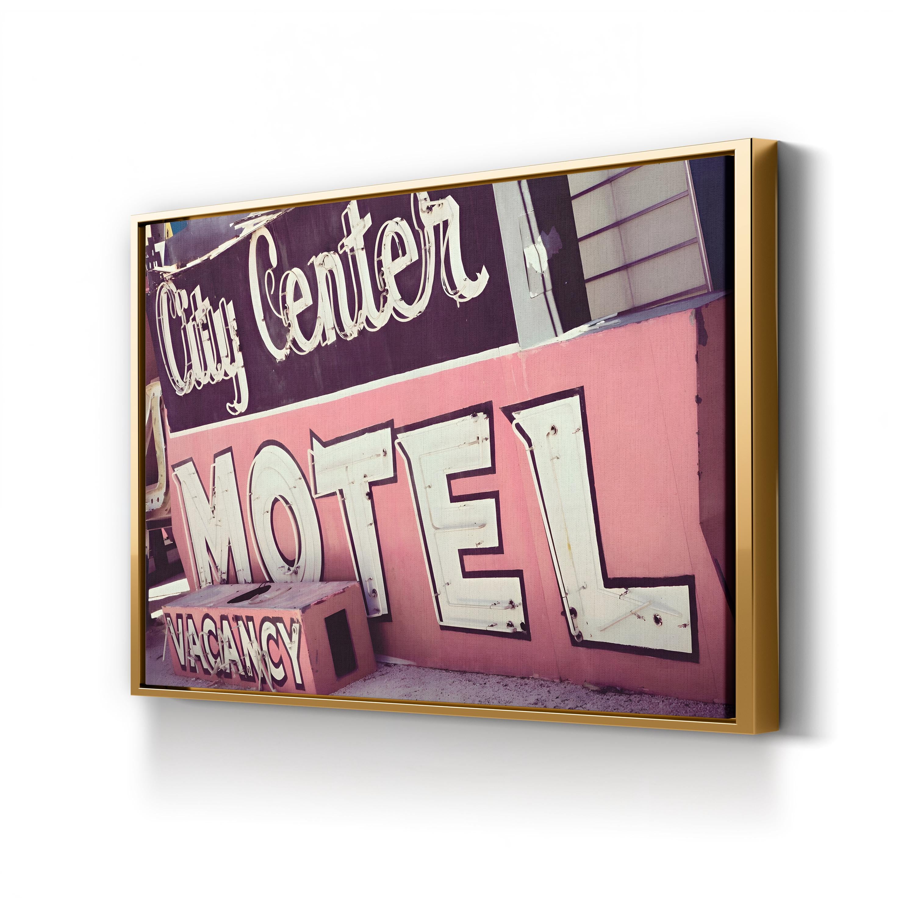 City Center Motel Neon Sign, Las Vegas canvas print in Gold Framed Canvas