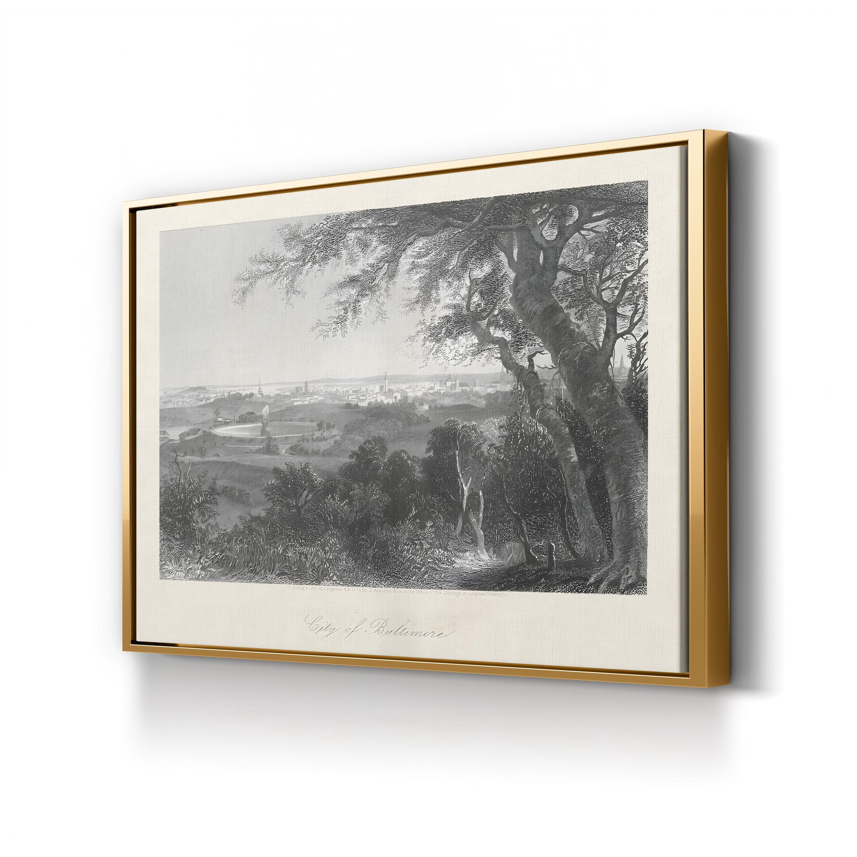 19th-Century Baltimore Cityscape – Period Illustration Wall Art | Historic Panorama Canvas Print