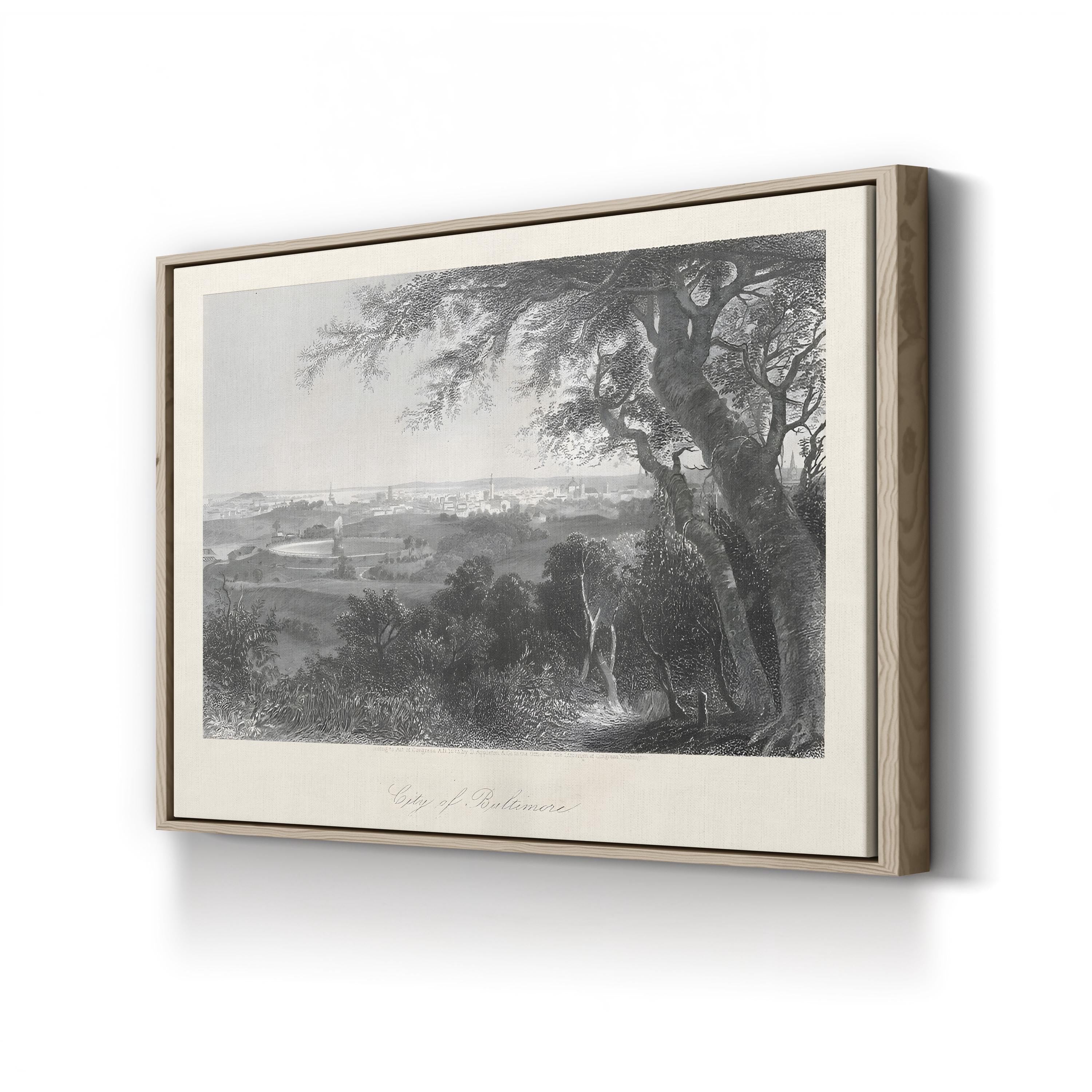 19th-Century Baltimore Cityscape – Period Illustration Wall Art | Historic Panorama Canvas Print