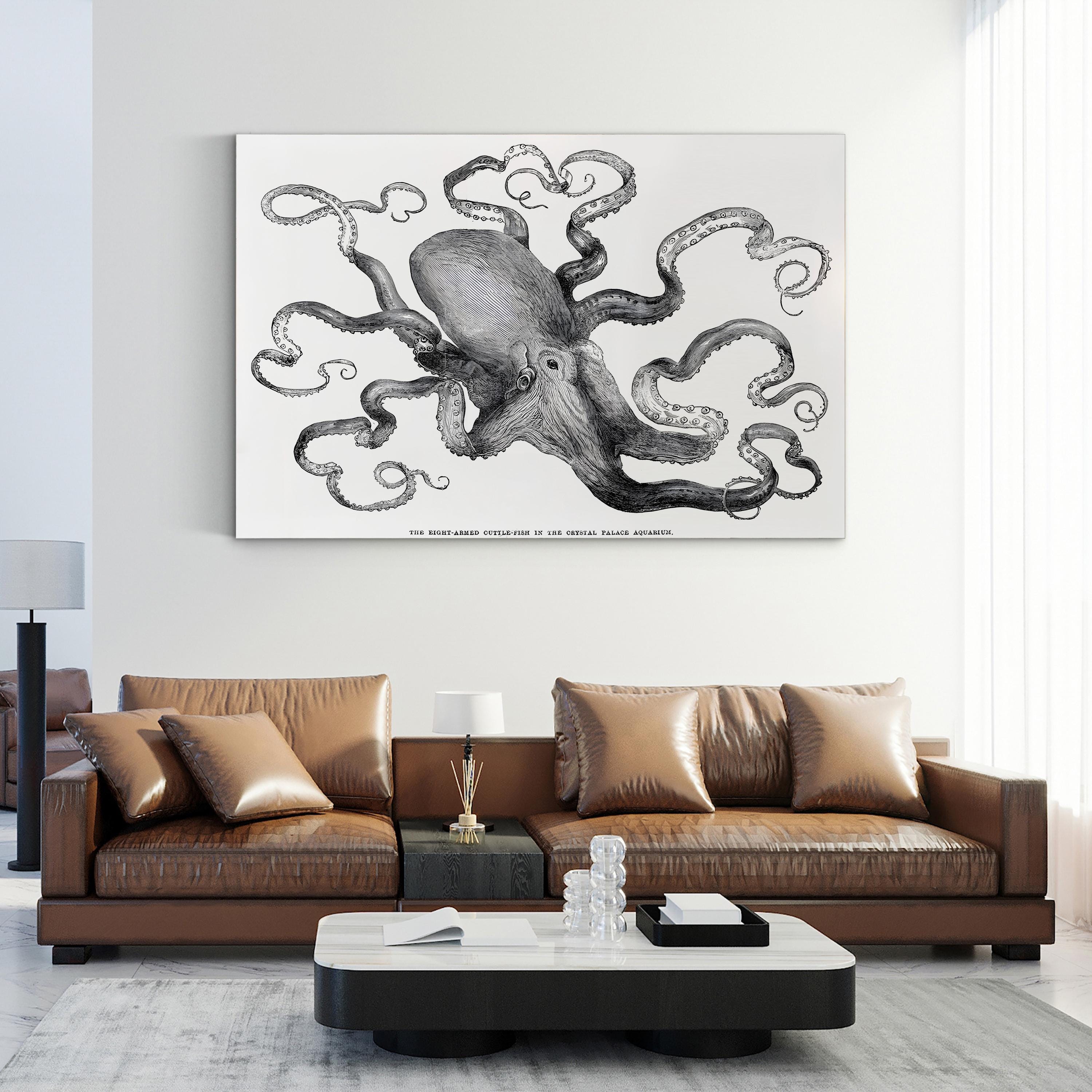 Common Octopus, 1871 – Period Illustration Wall Art | Vintage Marine Canvas Print