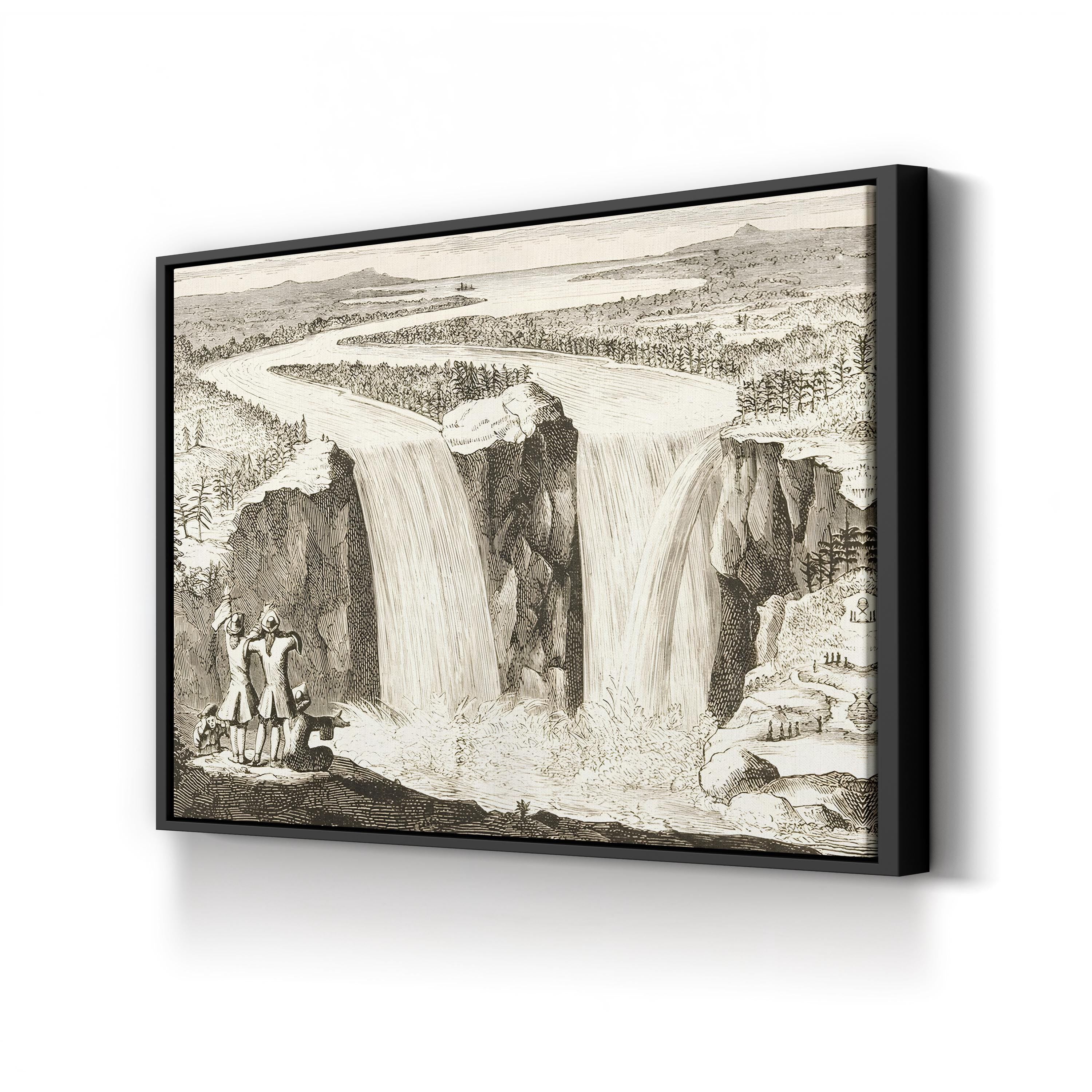 Niagara Falls, After Father Hennepin’s 1677 Sketch (Redrawn 1870s) – Historic American Wall Art