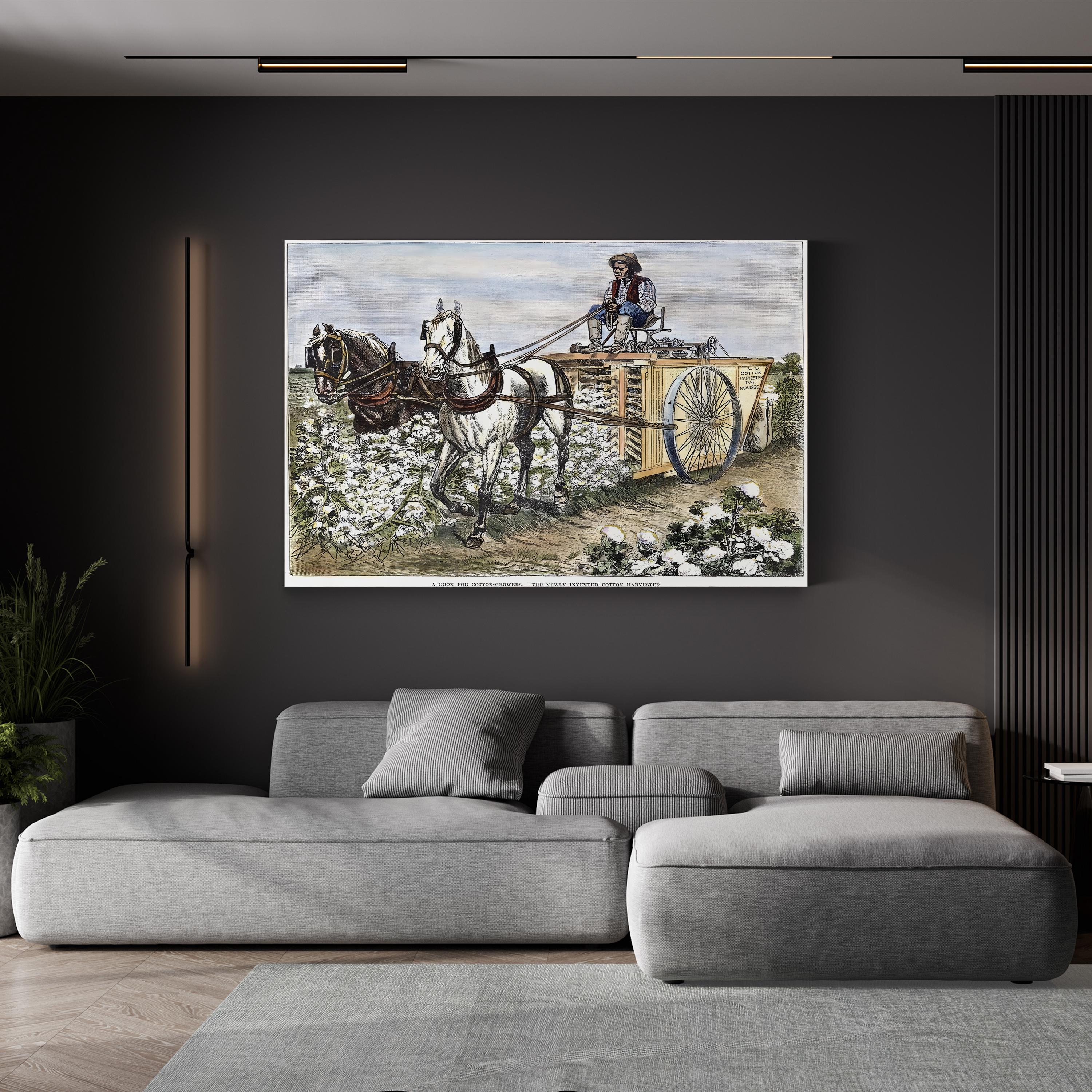 1886 Cotton Harvester Scene canvas print in Gallery Canvas frame