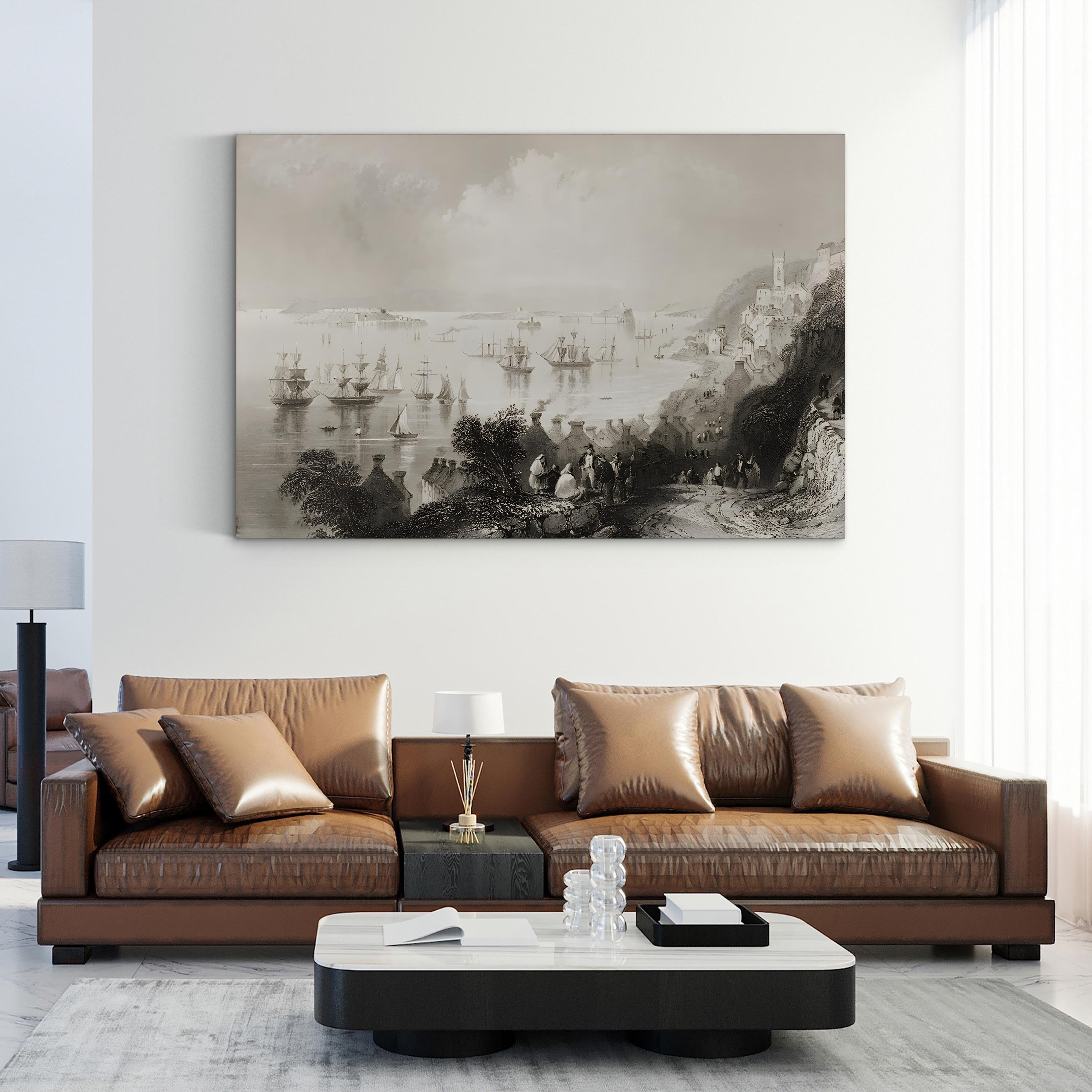 Cove Harbour, County Cork – Period Illustration Wall Art | Vintage Irish Coastal Canvas Print