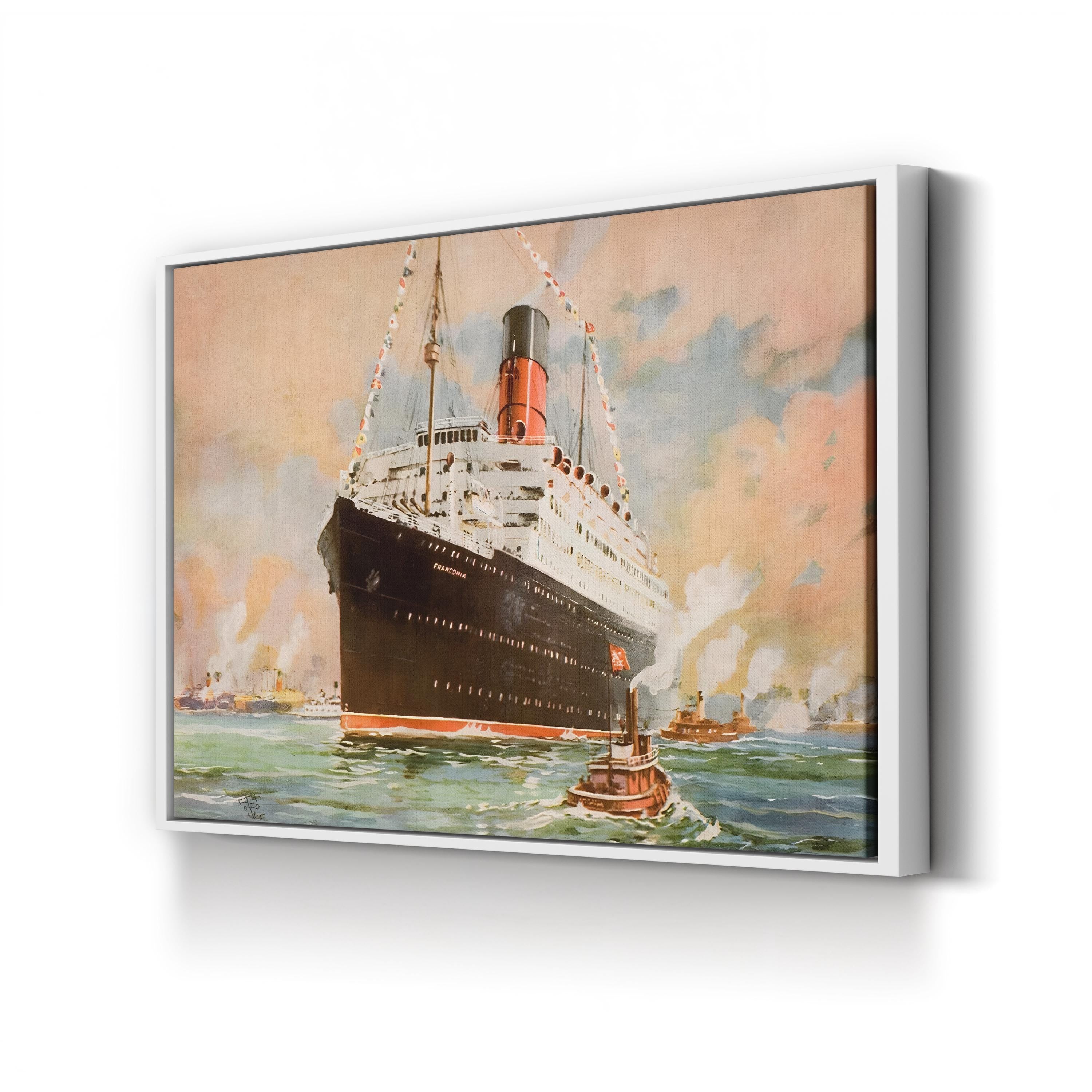 Franconia Ocean Liner at Sea – Period Illustration Wall Art | Vintage Maritime Canvas Print