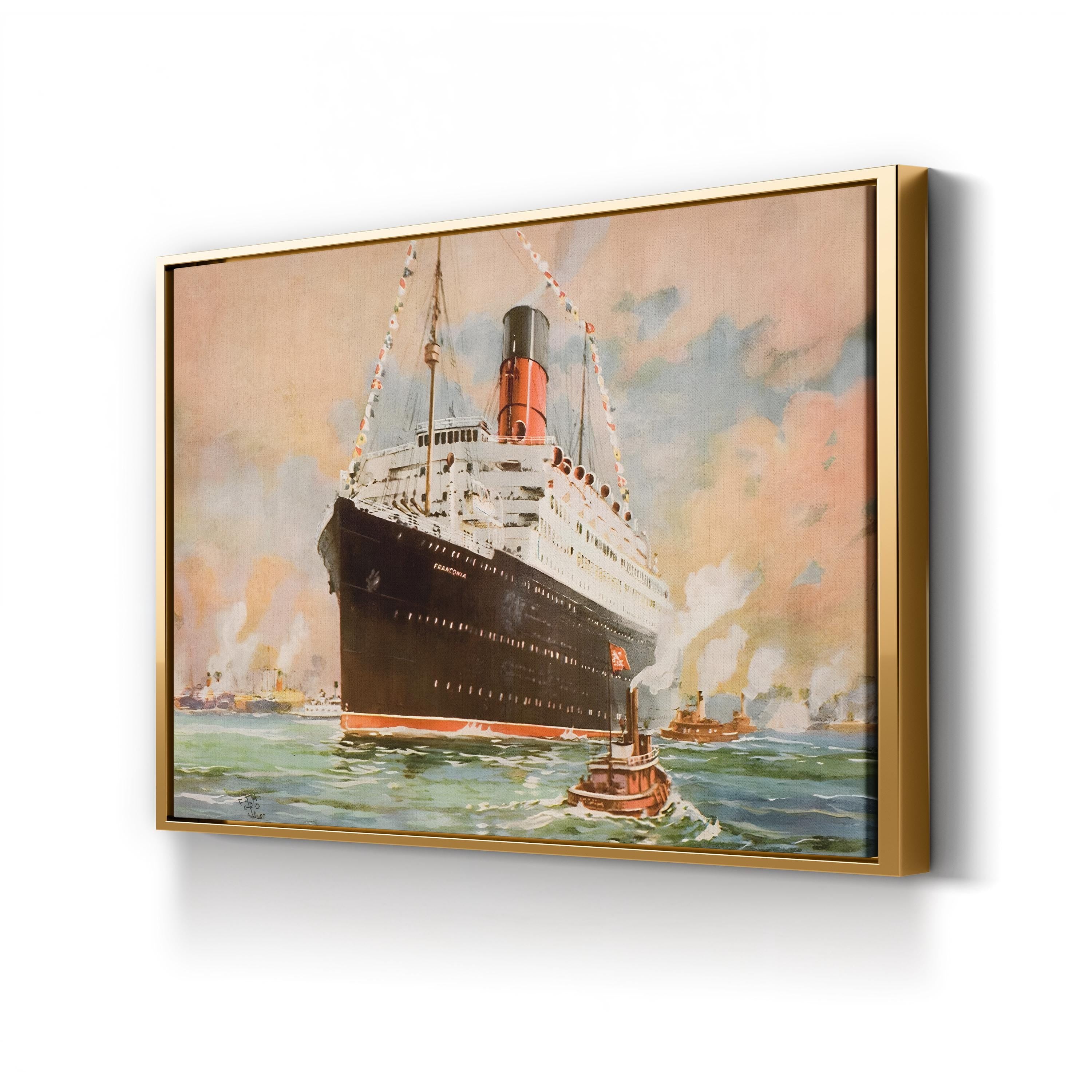 Franconia Ocean Liner at Sea – Period Illustration Wall Art | Vintage Maritime Canvas Print