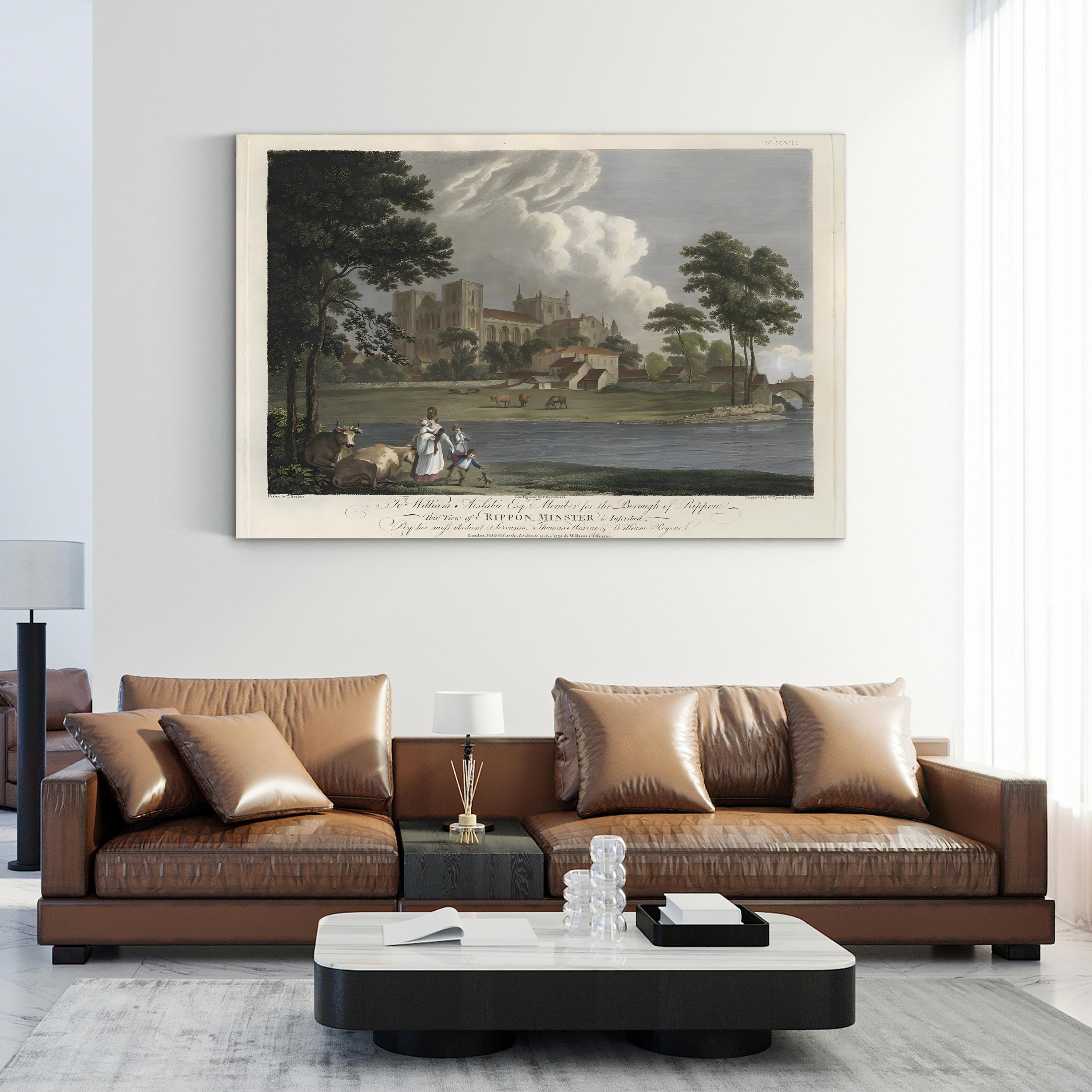 Days of Leisure II Castle River – Period Illustration Wall Art | Scenic Landscape Canvas Print
