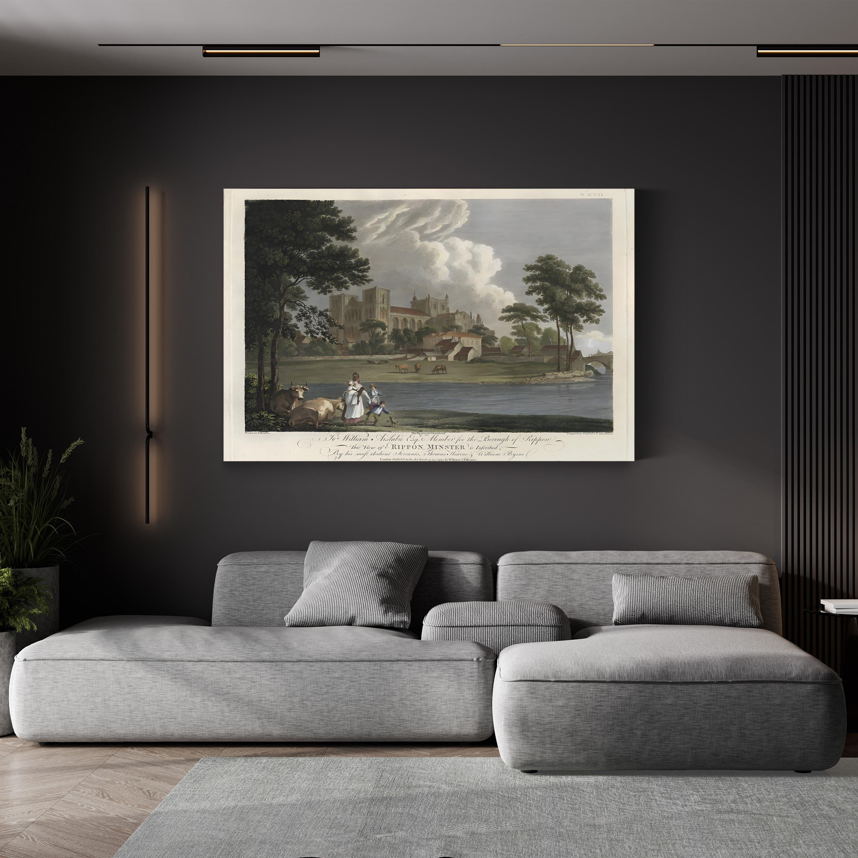 Days of Leisure II Castle River – Period Illustration Wall Art | Scenic Landscape Canvas Print