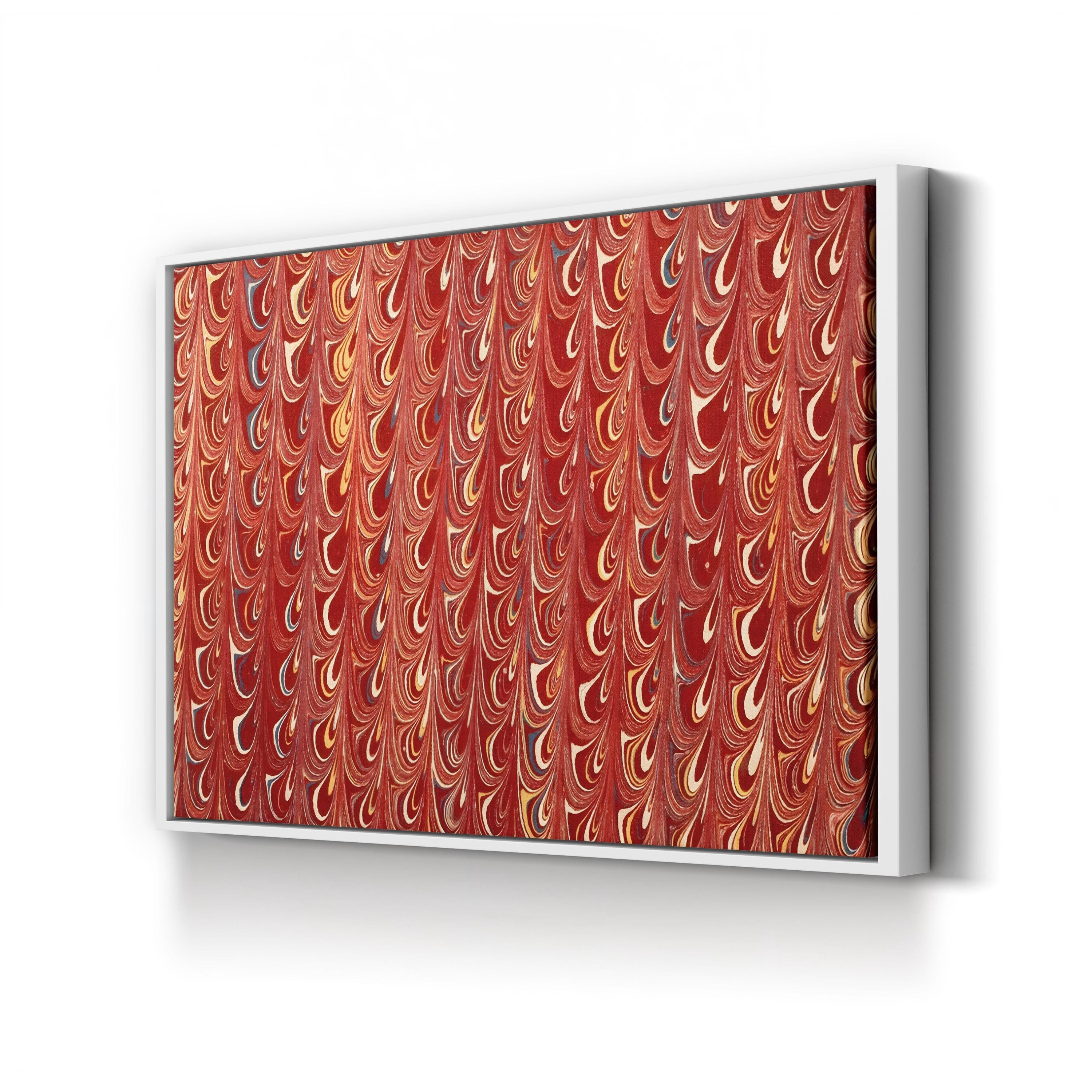 Decorative Endpaper Wall Art – 19th Century Red Marble Paper Print
