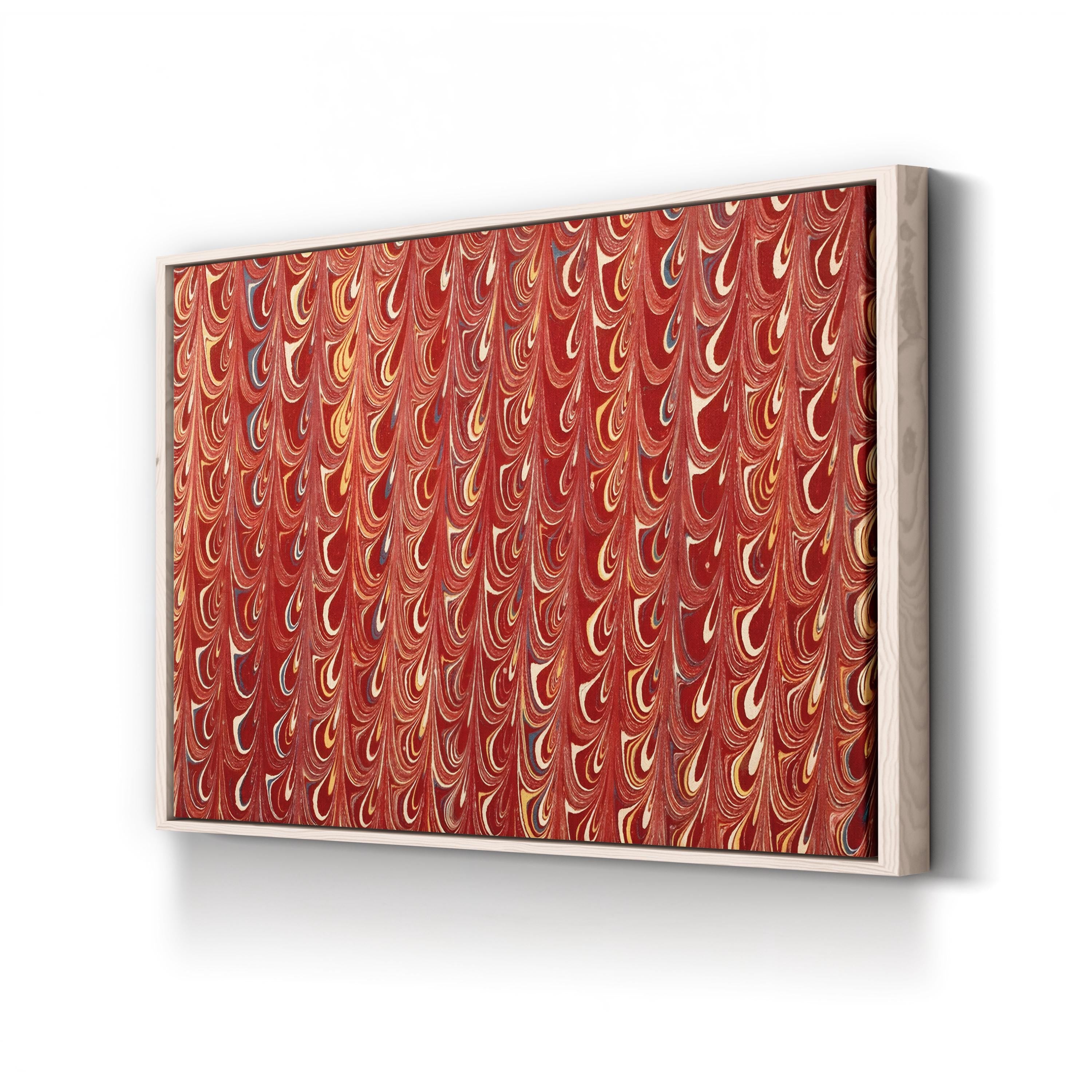 Decorative Endpaper Wall Art – 19th Century Red Marble Paper Print