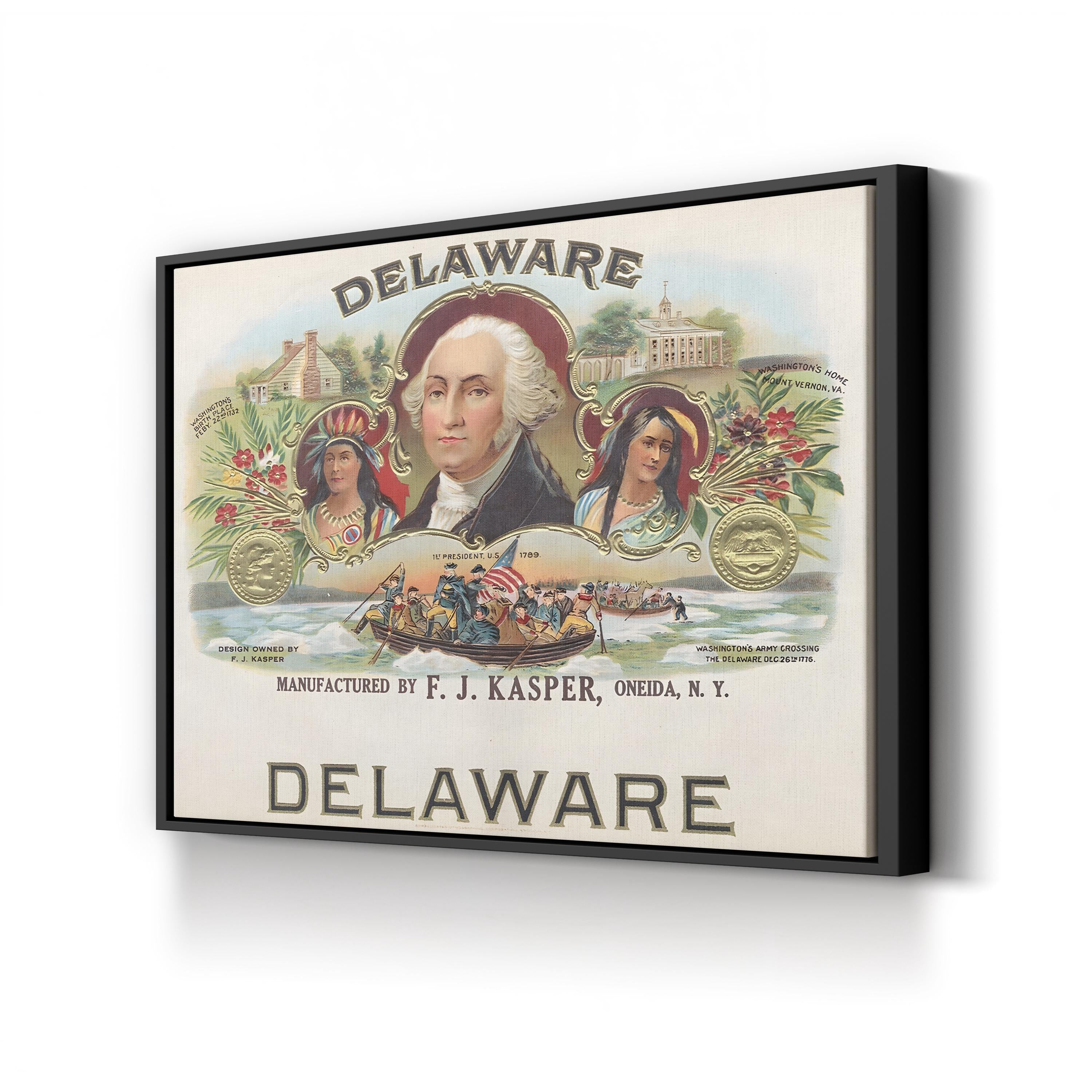 Delaware George Washington Print – Period Illustration Wall Art | Colonial Americana Canvas Print