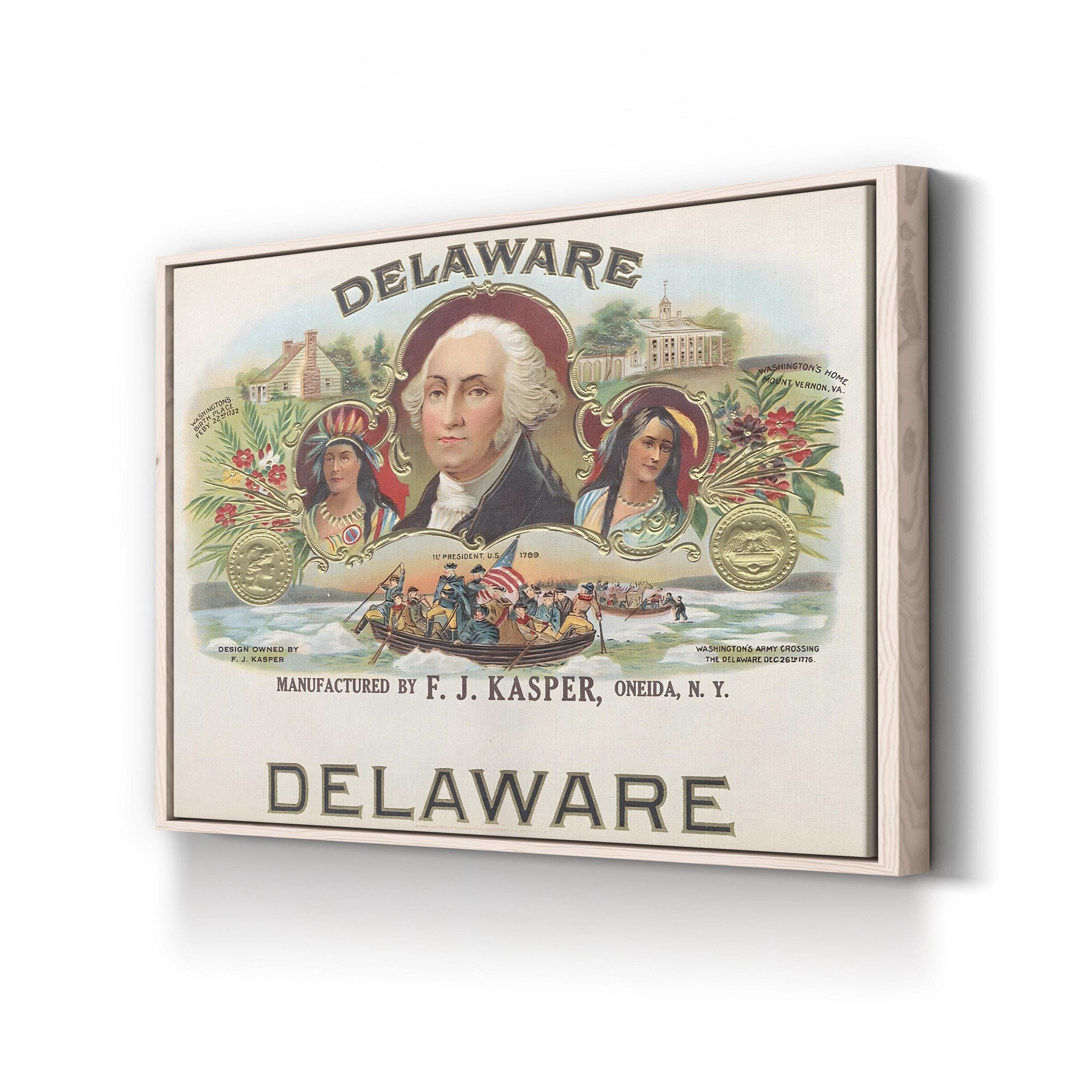 Delaware George Washington Print – Period Illustration Wall Art | Colonial Americana Canvas Print