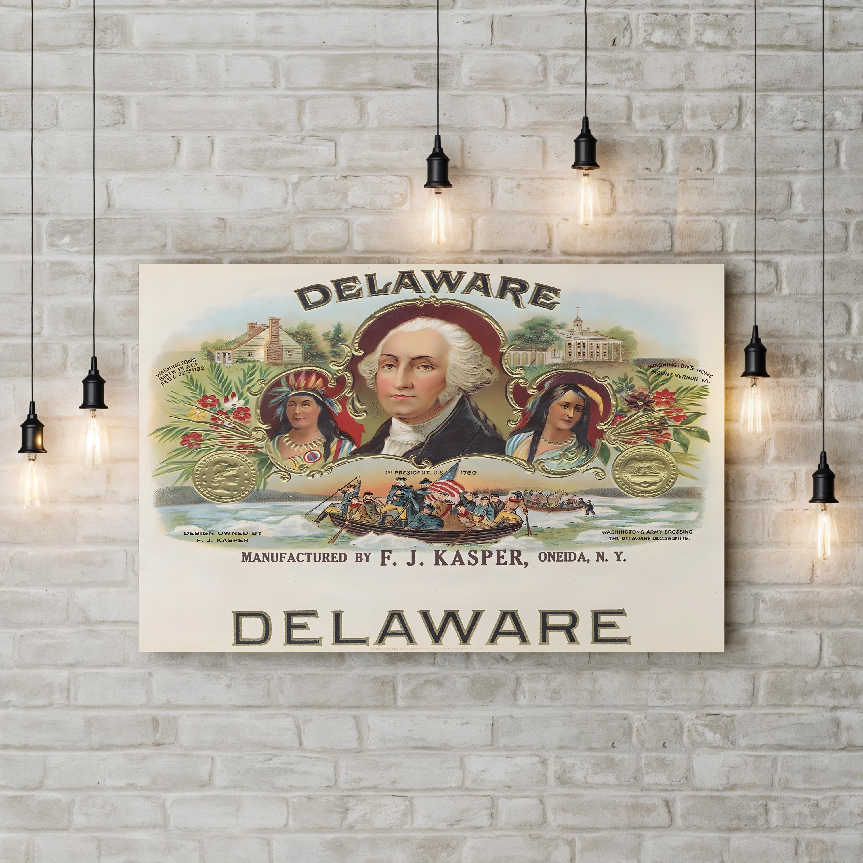Delaware George Washington Print – Period Illustration Wall Art | Colonial Americana Canvas Print