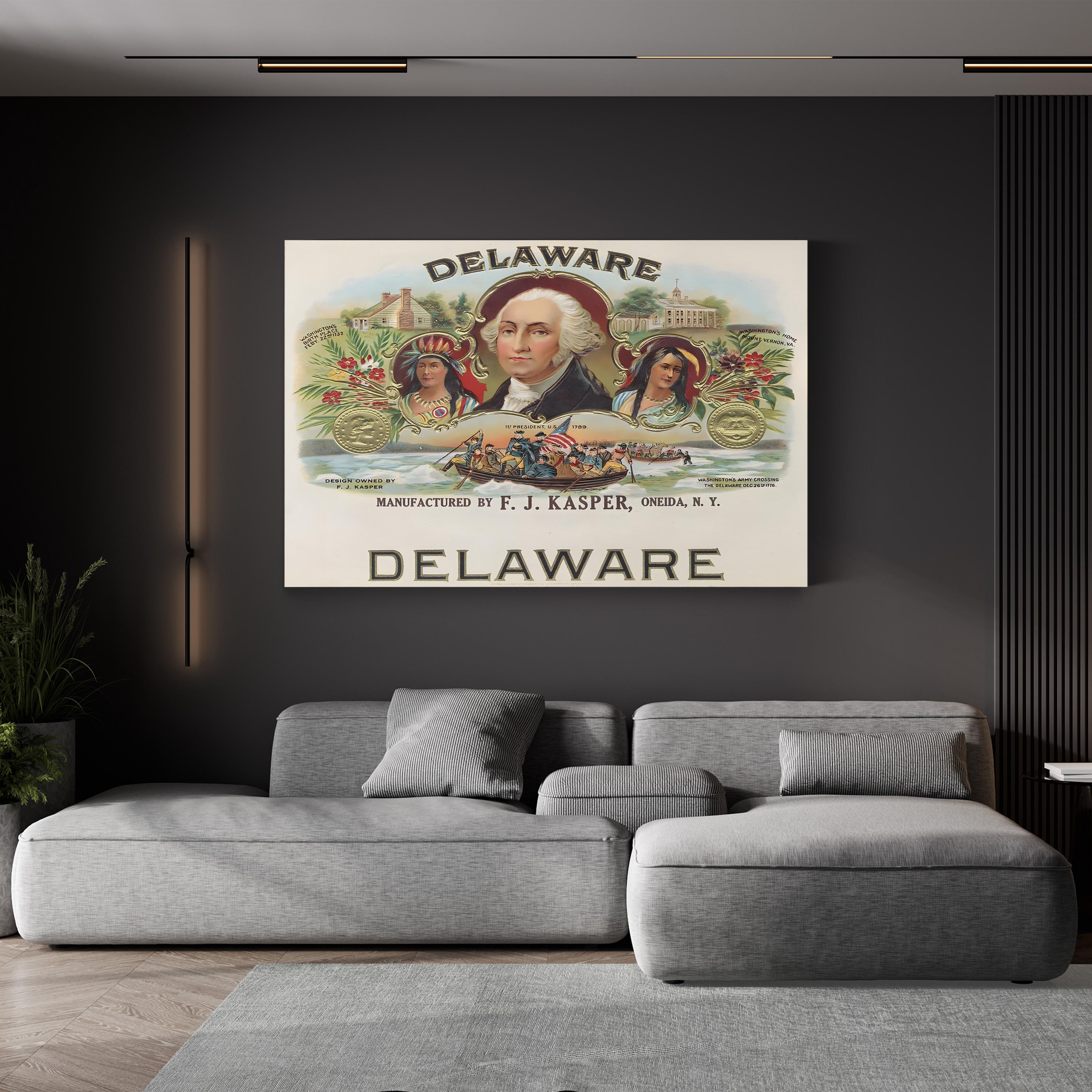 Delaware George Washington Print – Period Illustration Wall Art | Colonial Americana Canvas Print