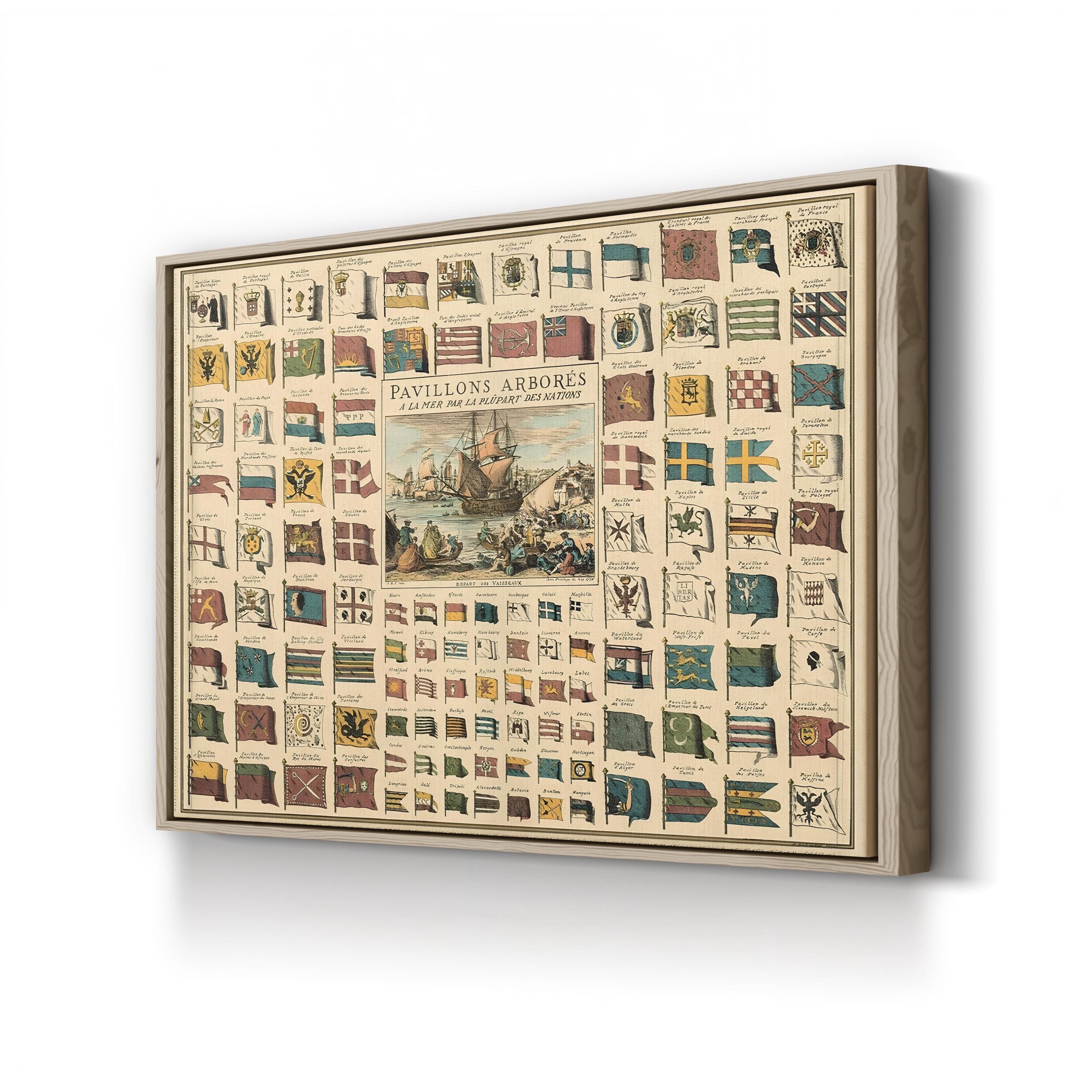 Pavillons Arborés à la Mer par la Plûpart des Nations canvas print in Oak frame