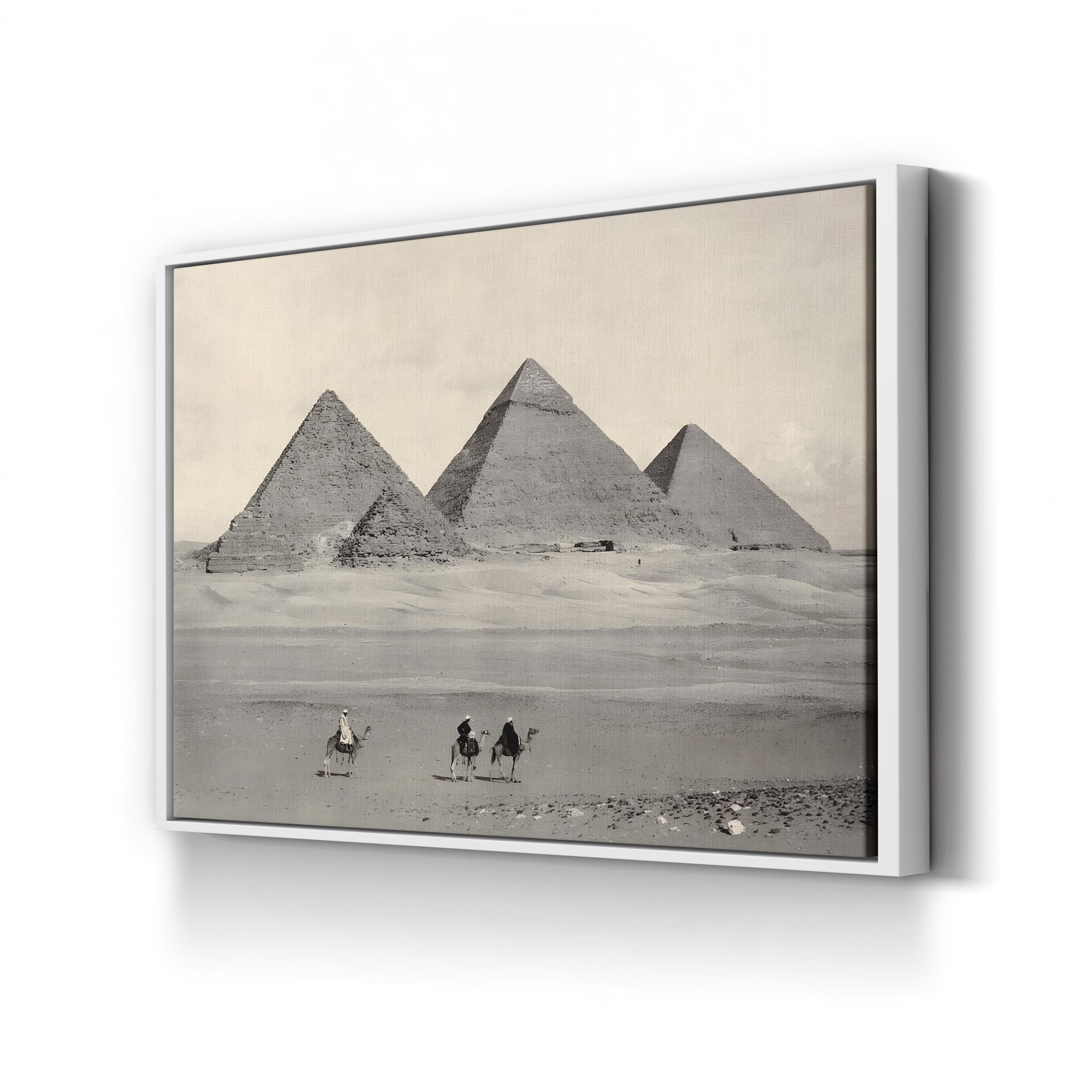 Pyramids at Giza Desert View – Vintage Photography Wall Art | Egyptian Landmark Canvas Print