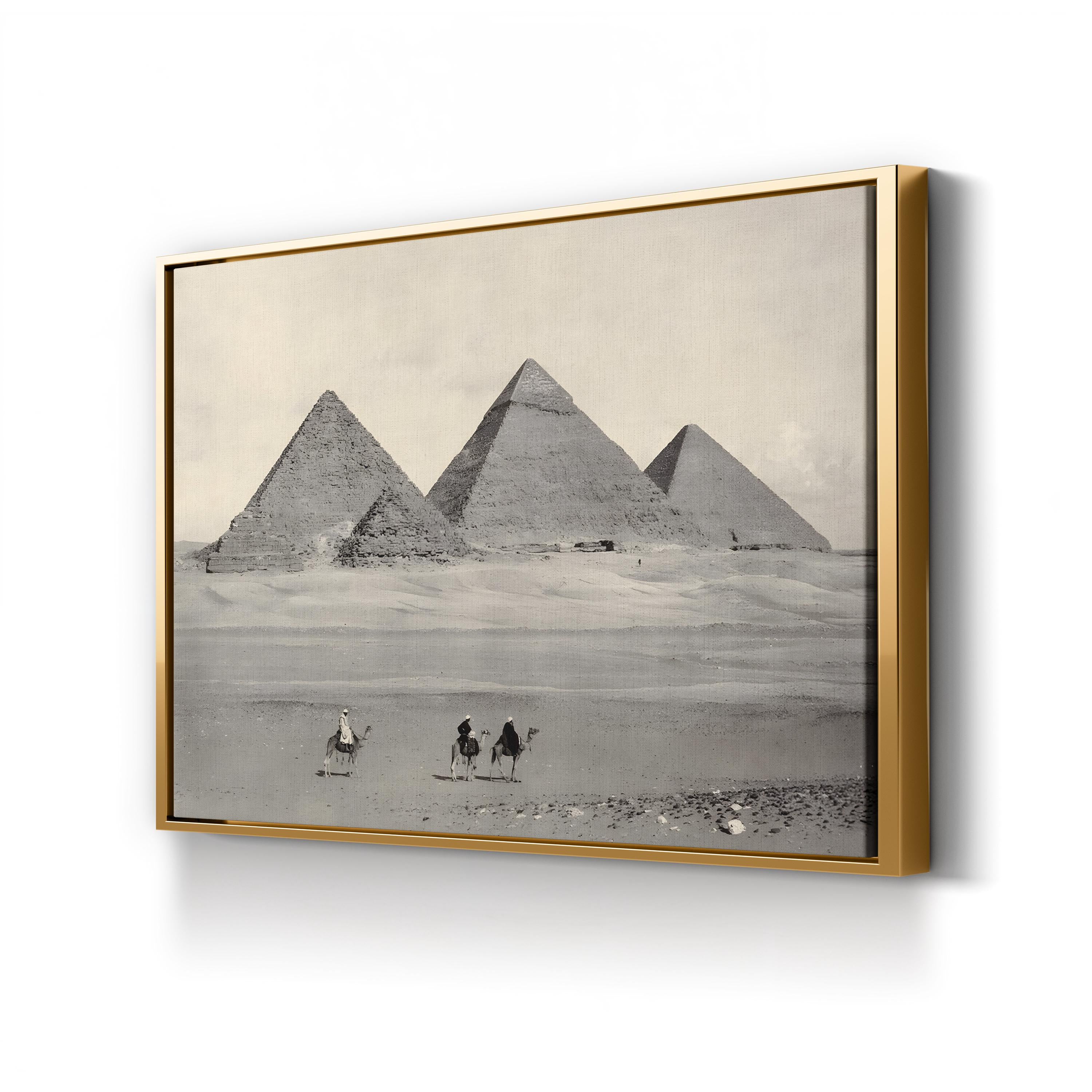 Pyramids at Giza Desert View – Vintage Photography Wall Art | Egyptian Landmark Canvas Print