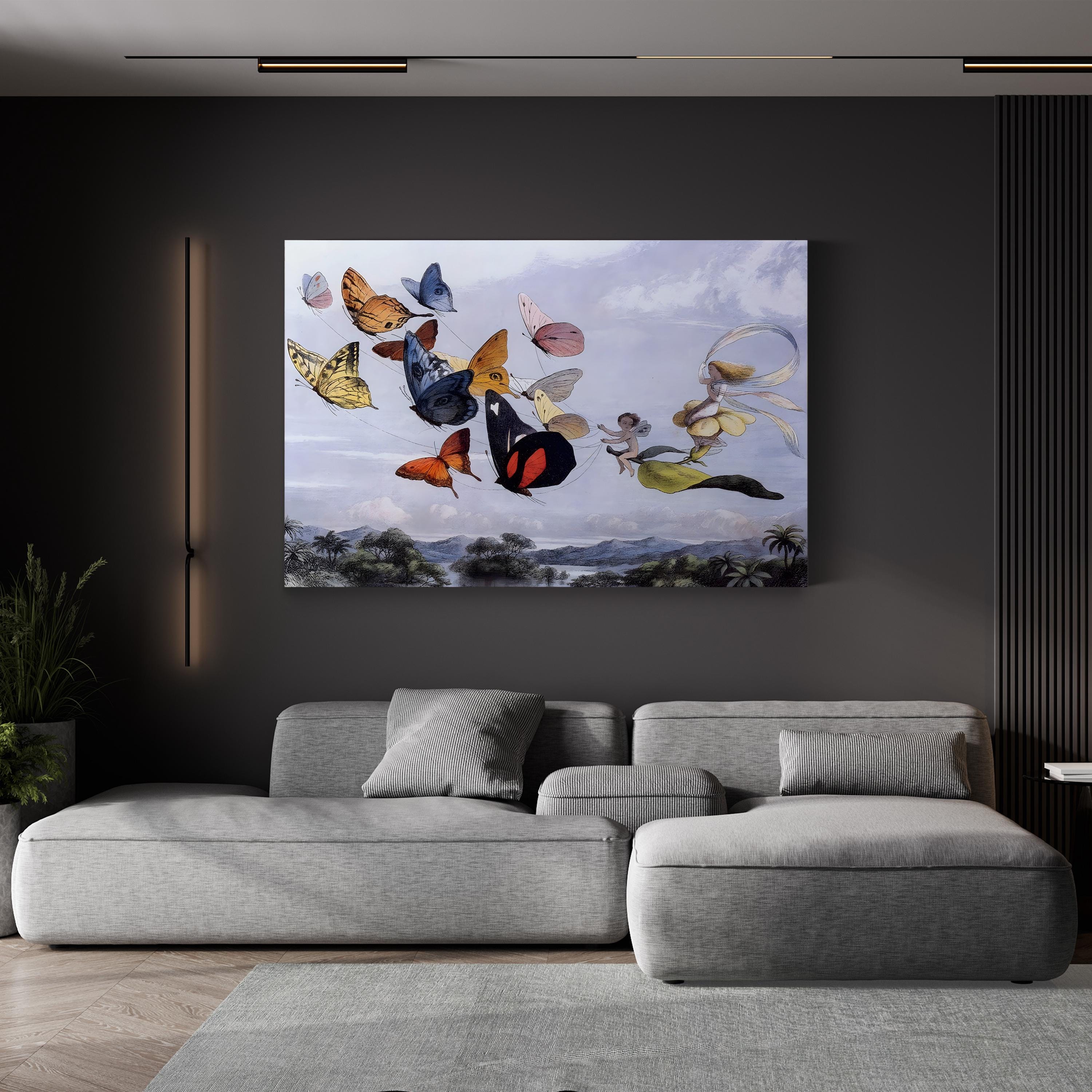 Fairy Butterflies I Vintage Canvas Wall Art – Whimsical Fairy Nature Illustration