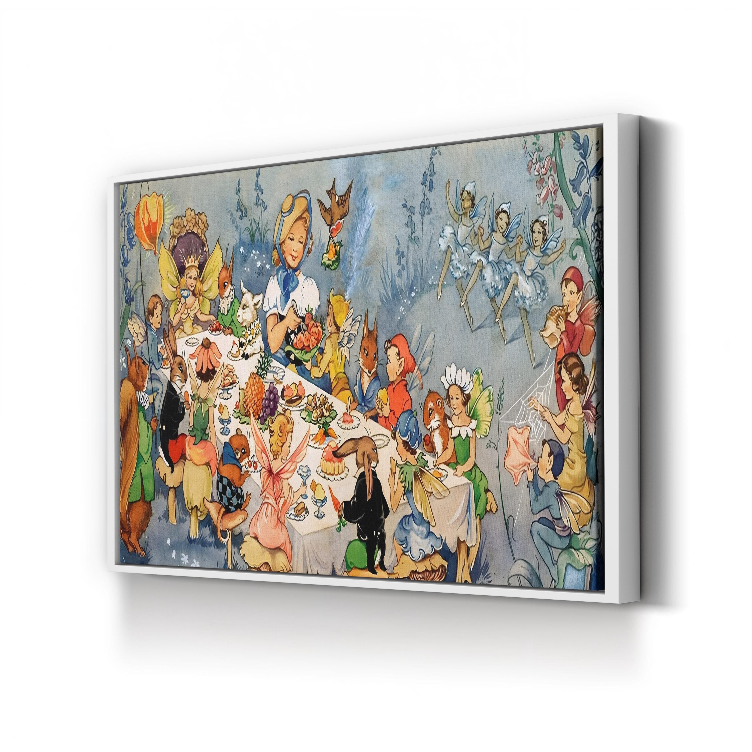 Fairy Tea Party Canvas Art Print – Whimsical Nursery & Kids Room Wall Decor