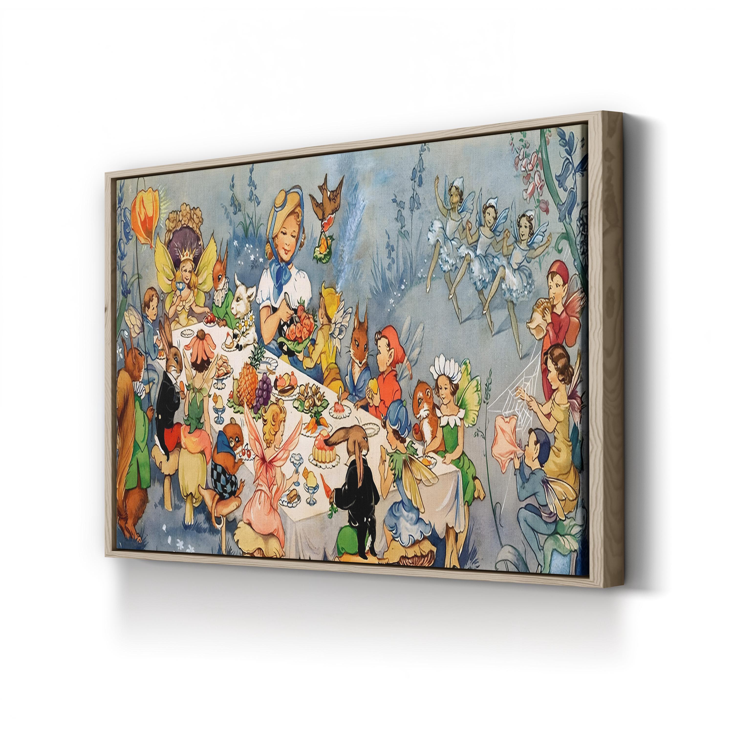 Fairy Tea Party Canvas Art Print – Whimsical Nursery & Kids Room Wall Decor