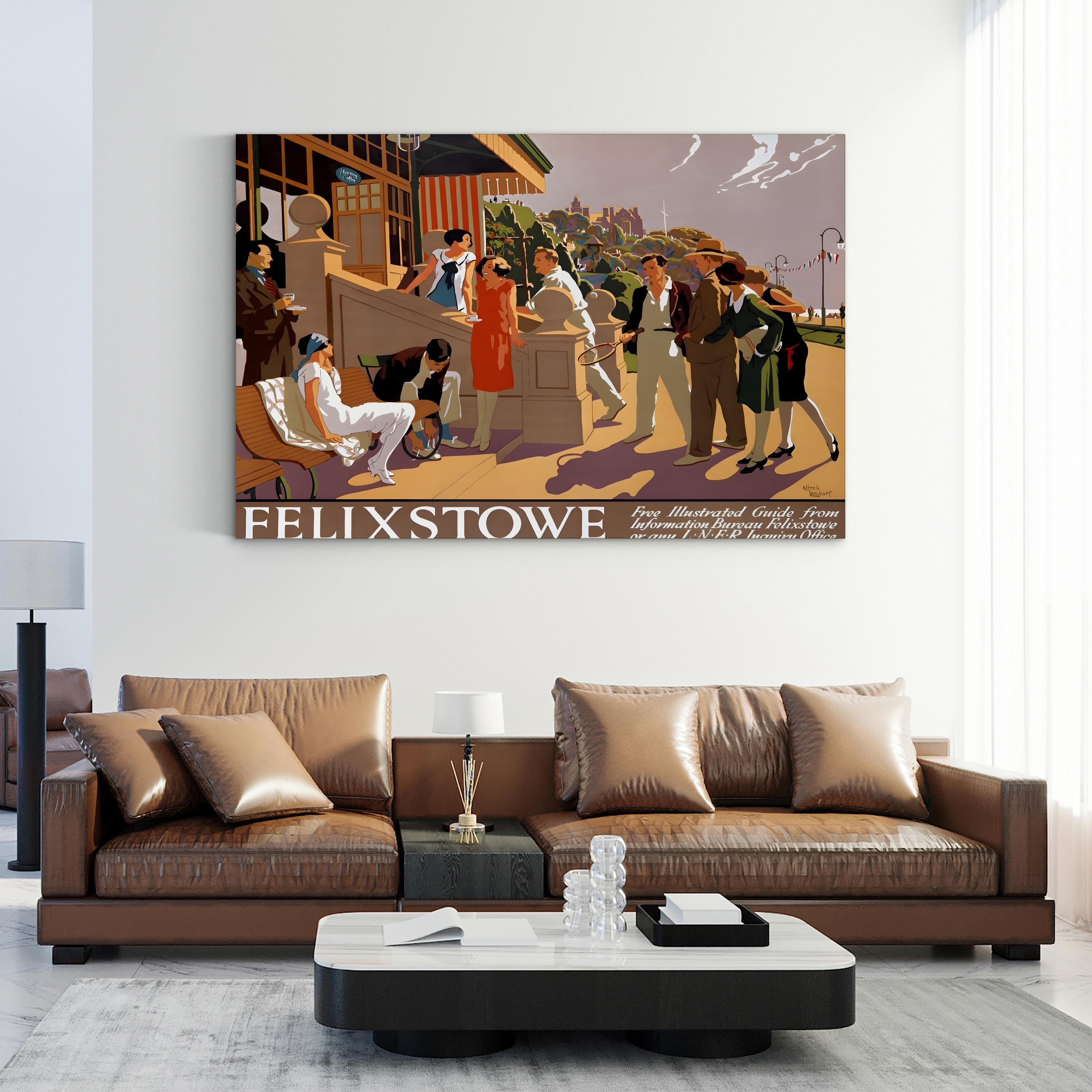 Felixstowe Art Deco Seaside Wall Art – 1920s Vintage Travel Poster Canvas