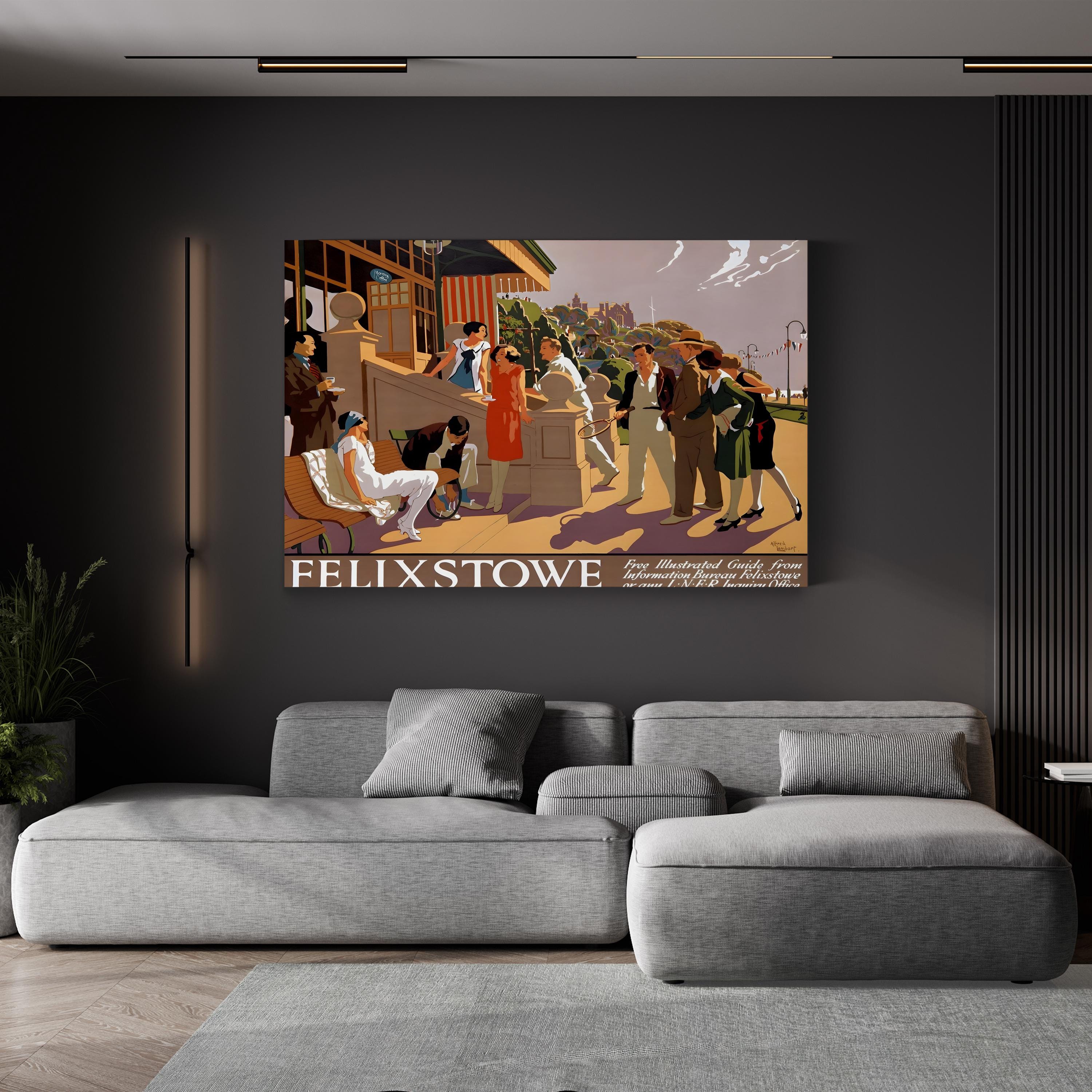 Felixstowe Art Deco Seaside Wall Art – 1920s Vintage Travel Poster Canvas
