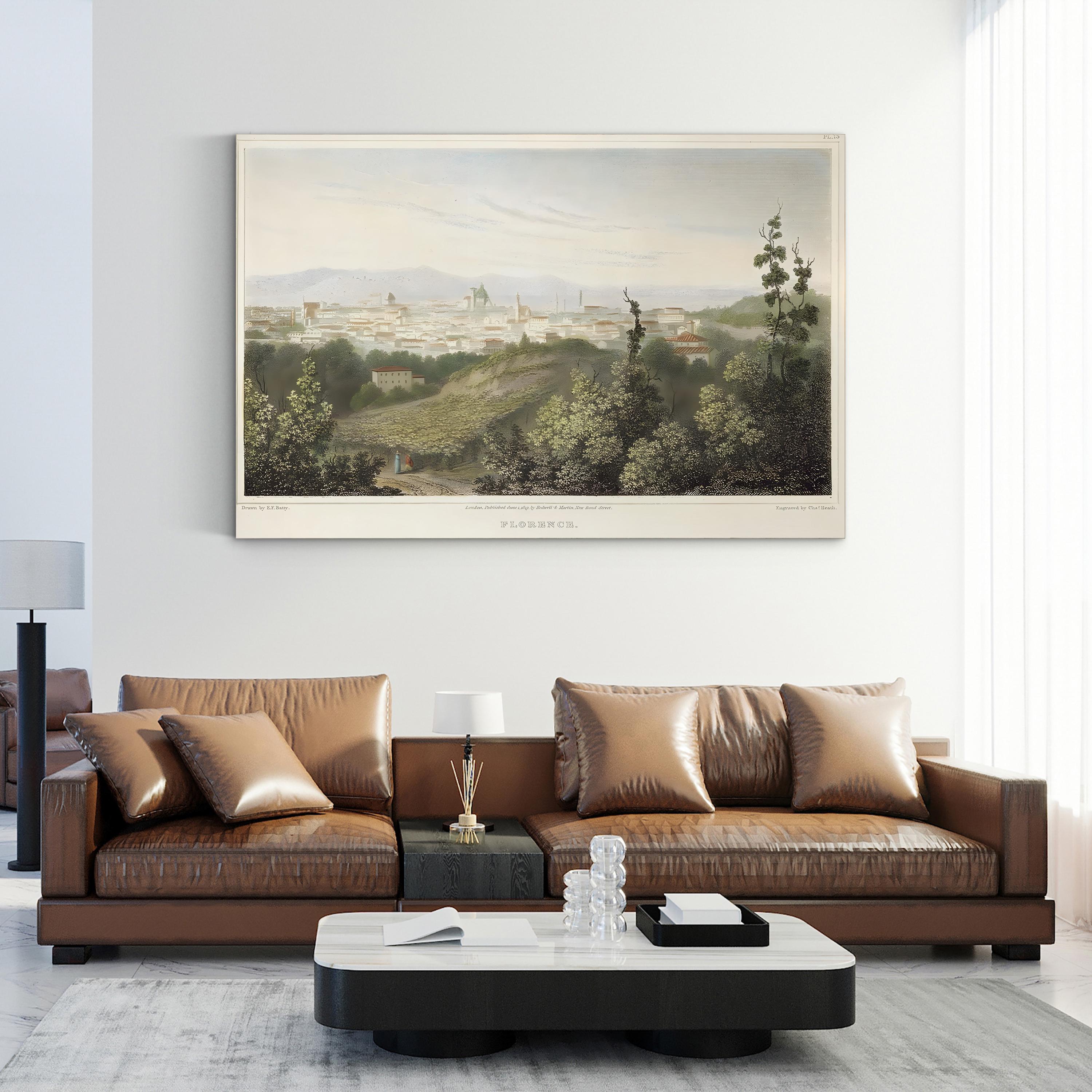 Florence, Italy, 1819 Vintage Cityscape Wall Art Canvas Print