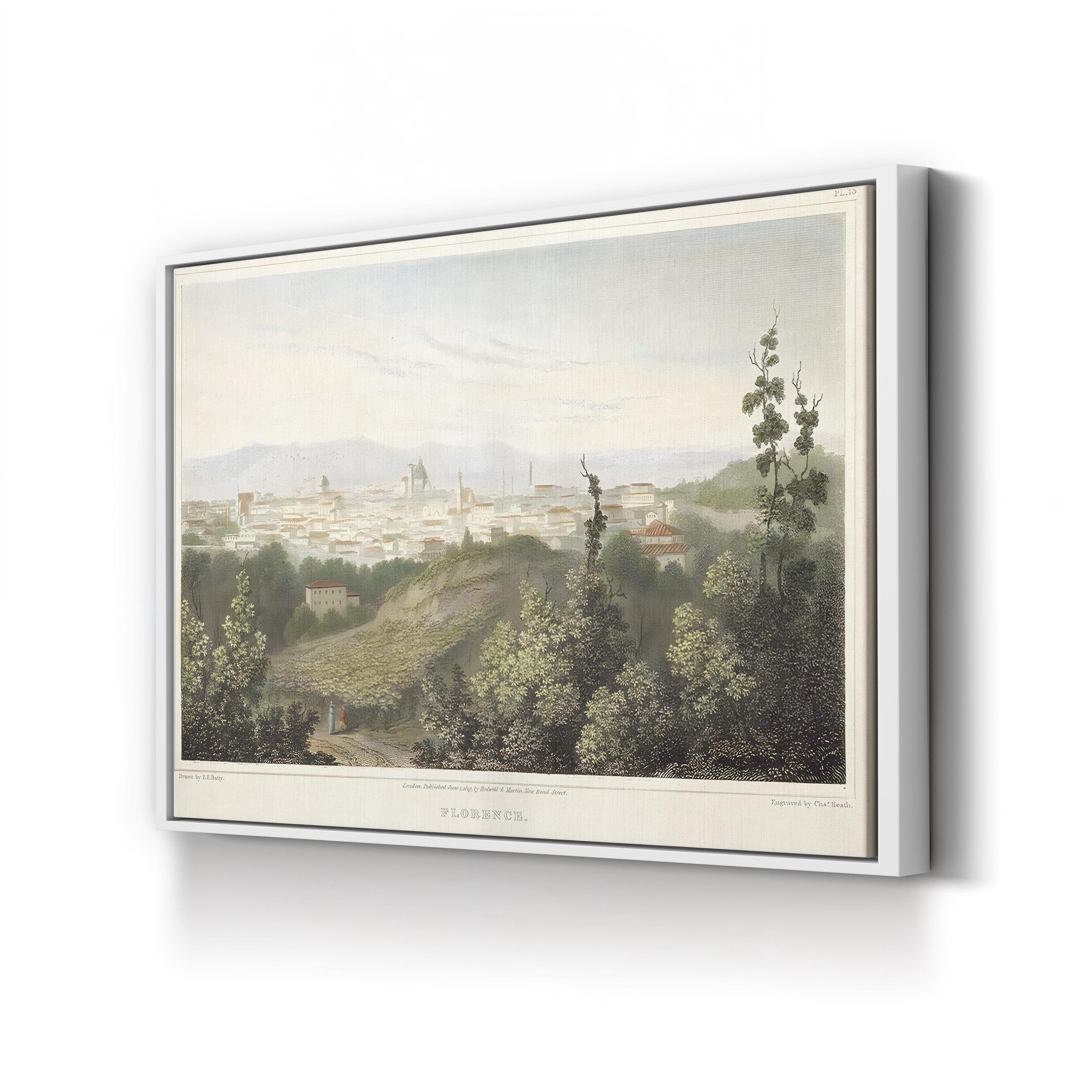 Florence, Italy, 1819 Vintage Cityscape Wall Art Canvas Print