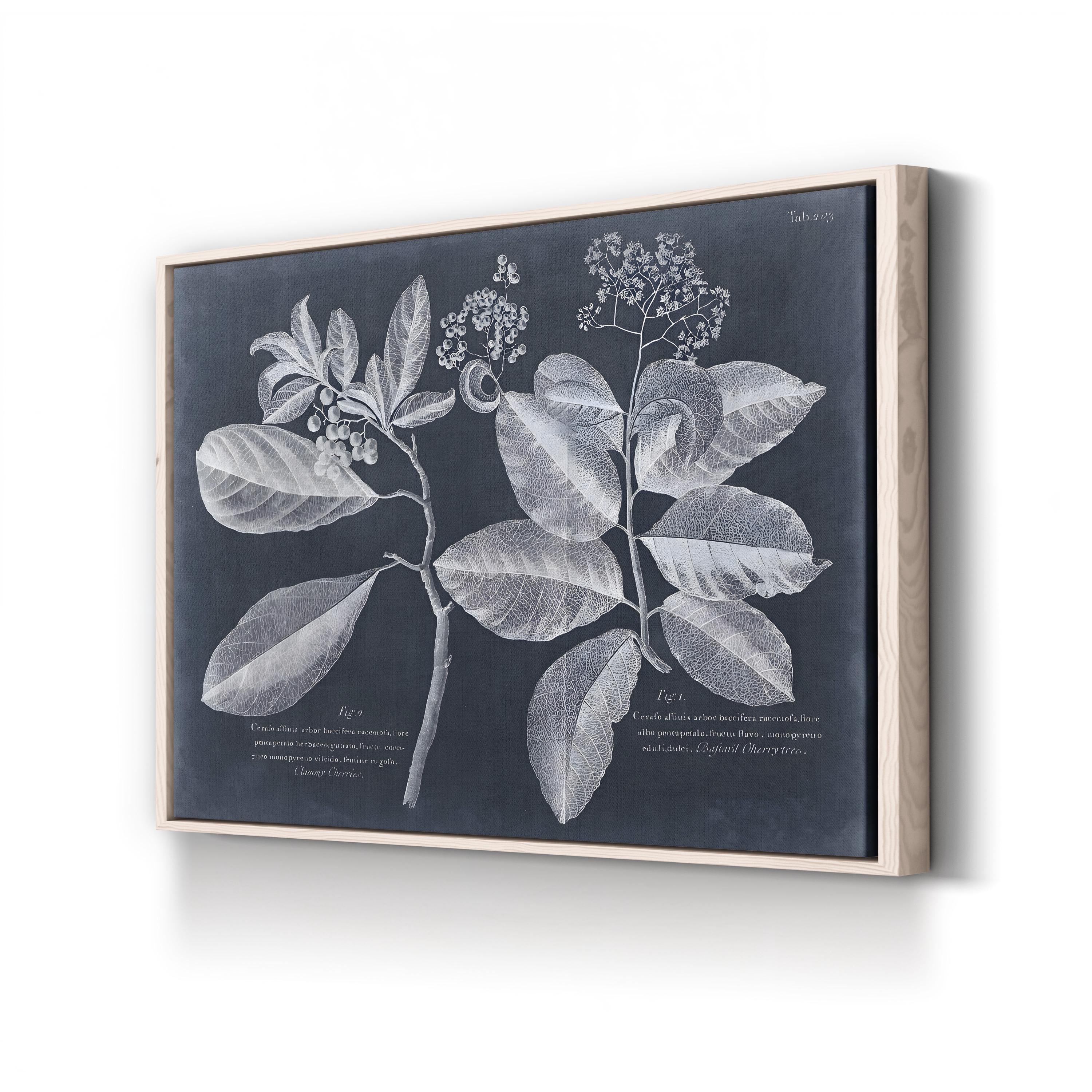 Foliage on Navy IV canvas print in Natural Frame Canvas