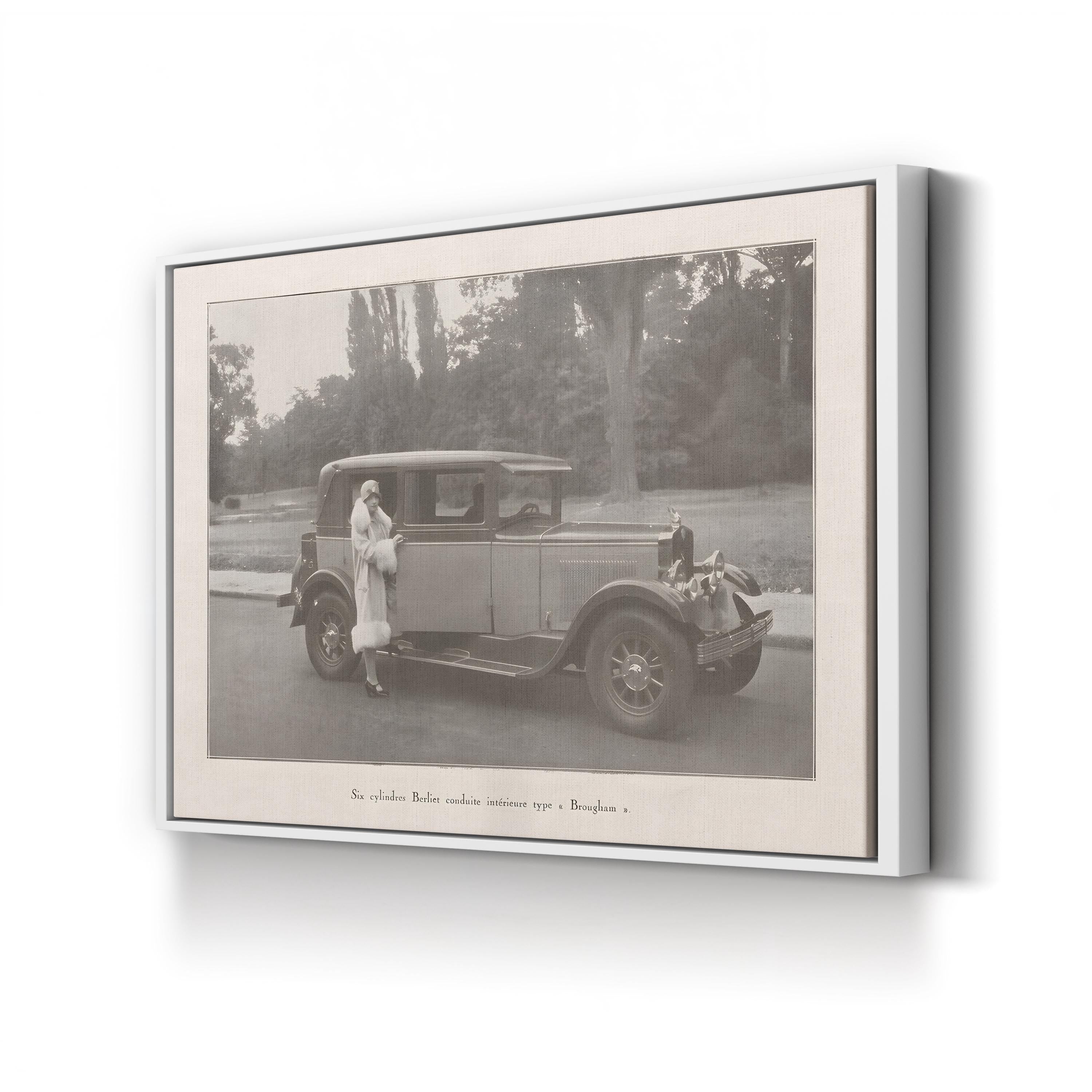 Berliet Six-Cylinder Brougham Automobile canvas print in White Framed Canvas