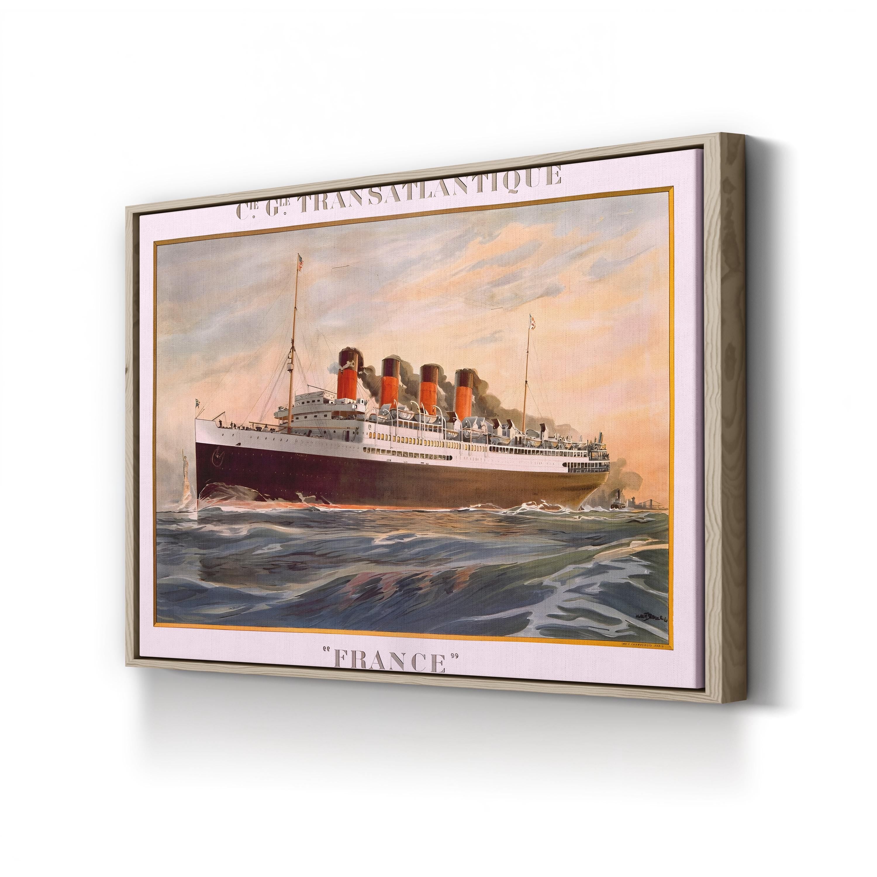 Ocean Liner France – Period Illustration Wall Art | Vintage Transatlantic Canvas Print