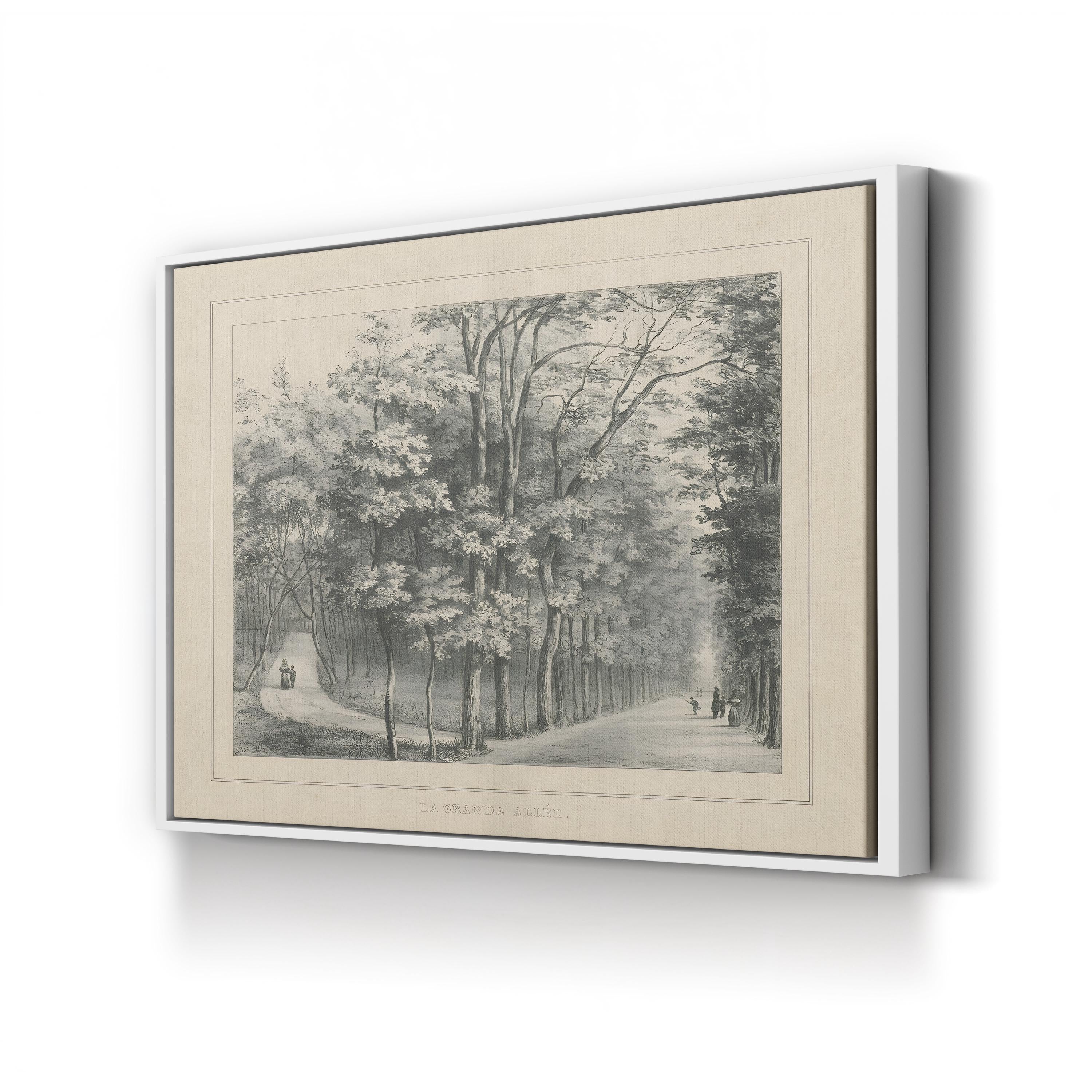 French Park Etching II Wall Art – 19th Century French Landscape Canvas Print