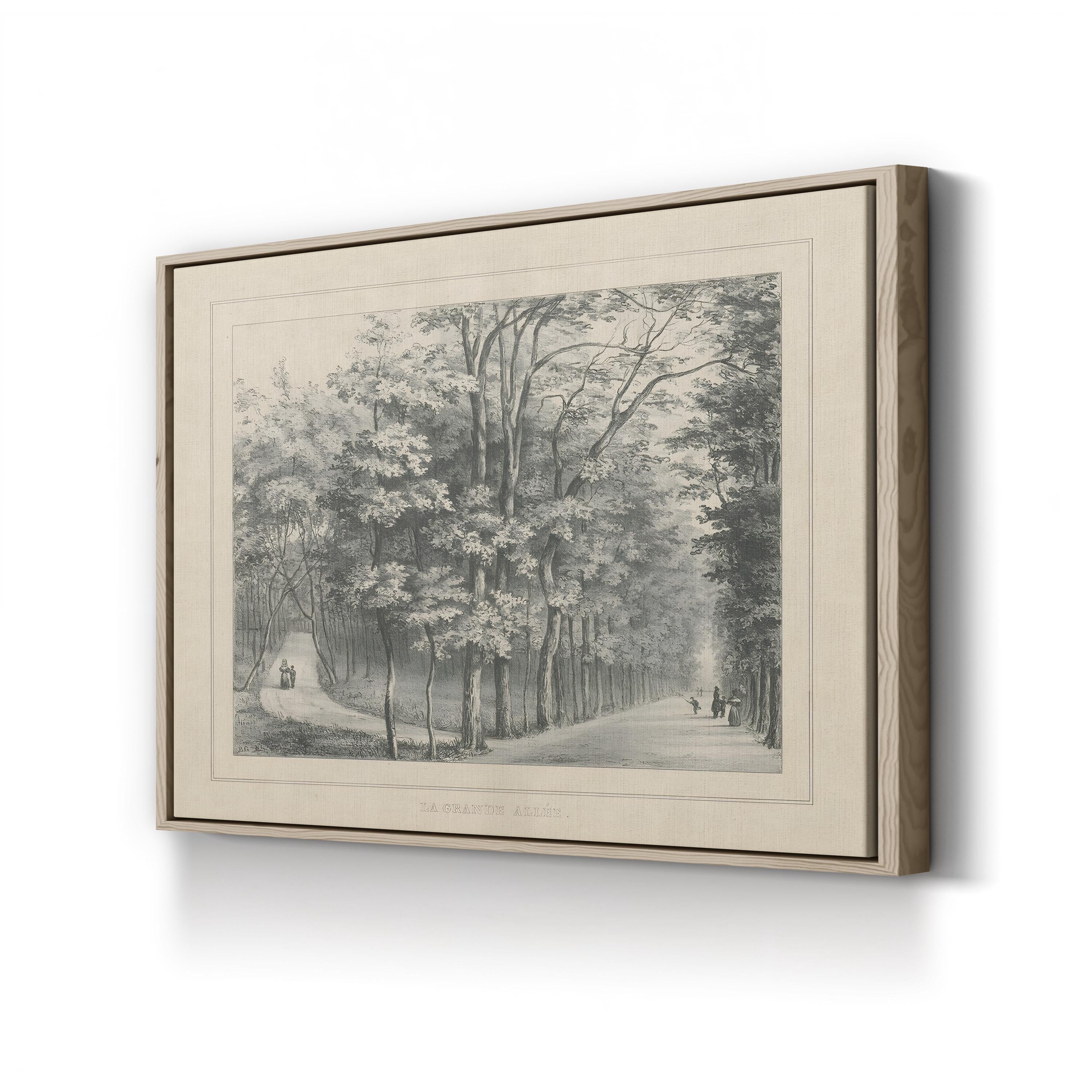 French Park Etching II Wall Art – 19th Century French Landscape Canvas Print