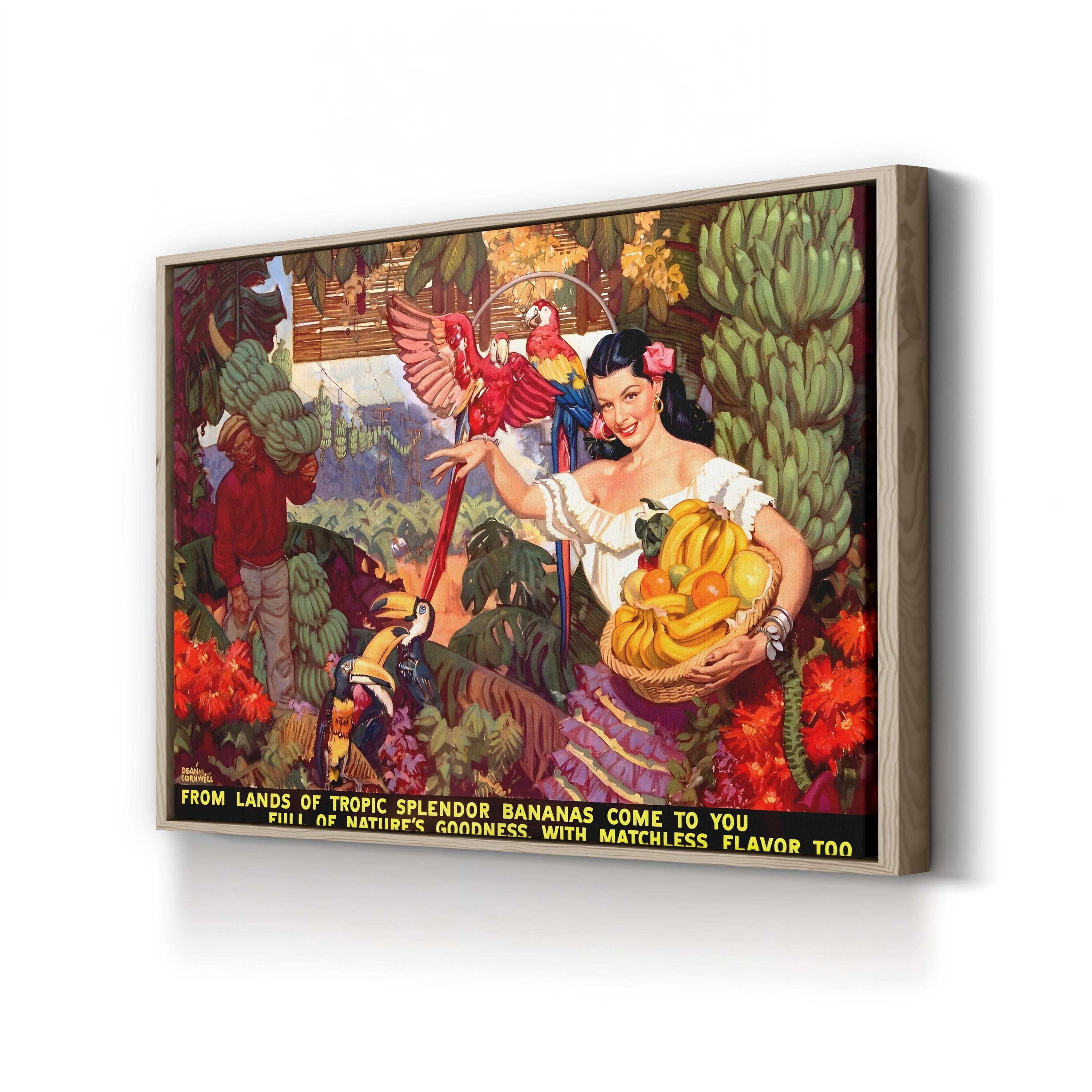 Tropical Bananas Travel Poster – Period Illustration Wall Art | Exotic Fruit Canvas Print
