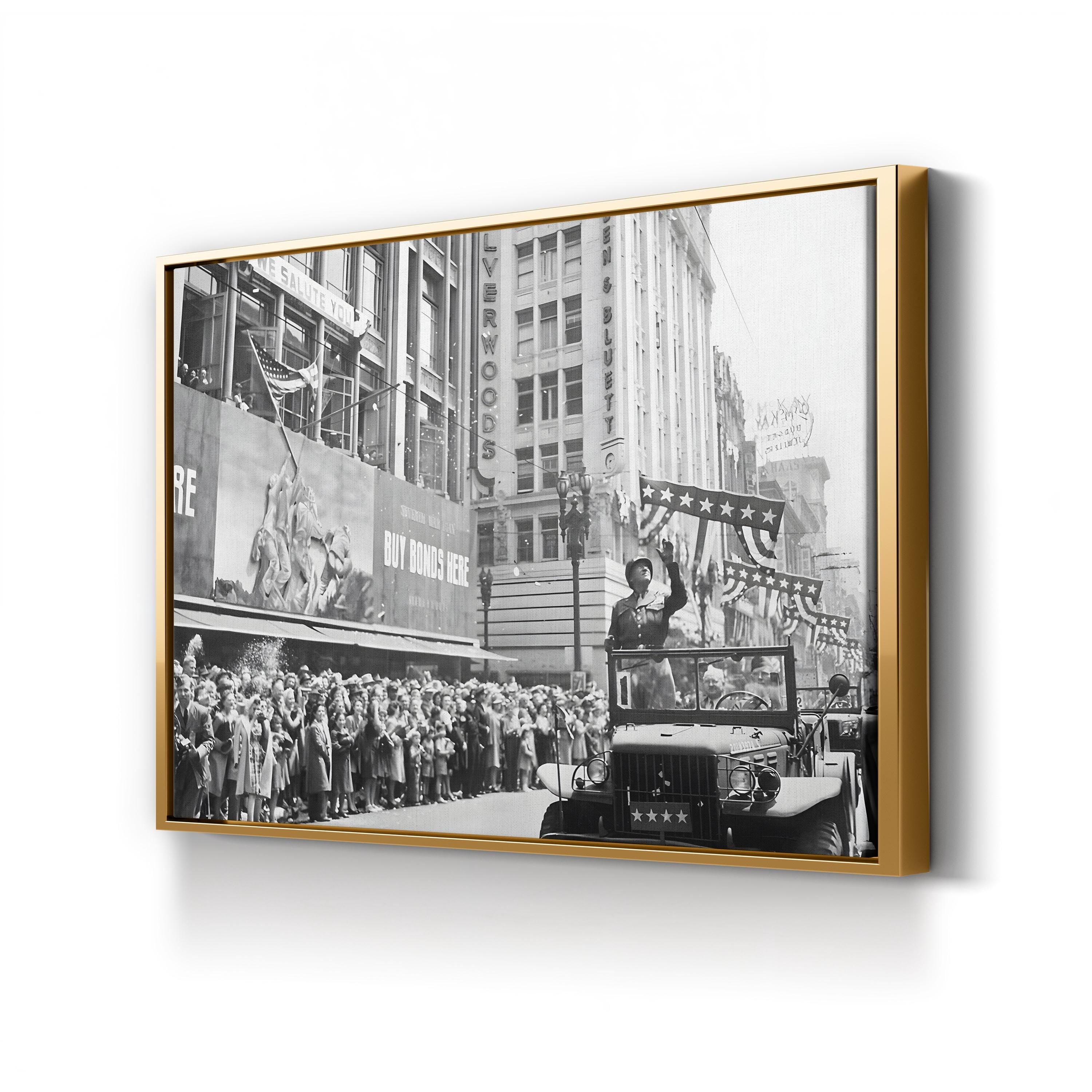 General George Patton WWII Victory Parade Canvas Art – Historic American Military Photography Print