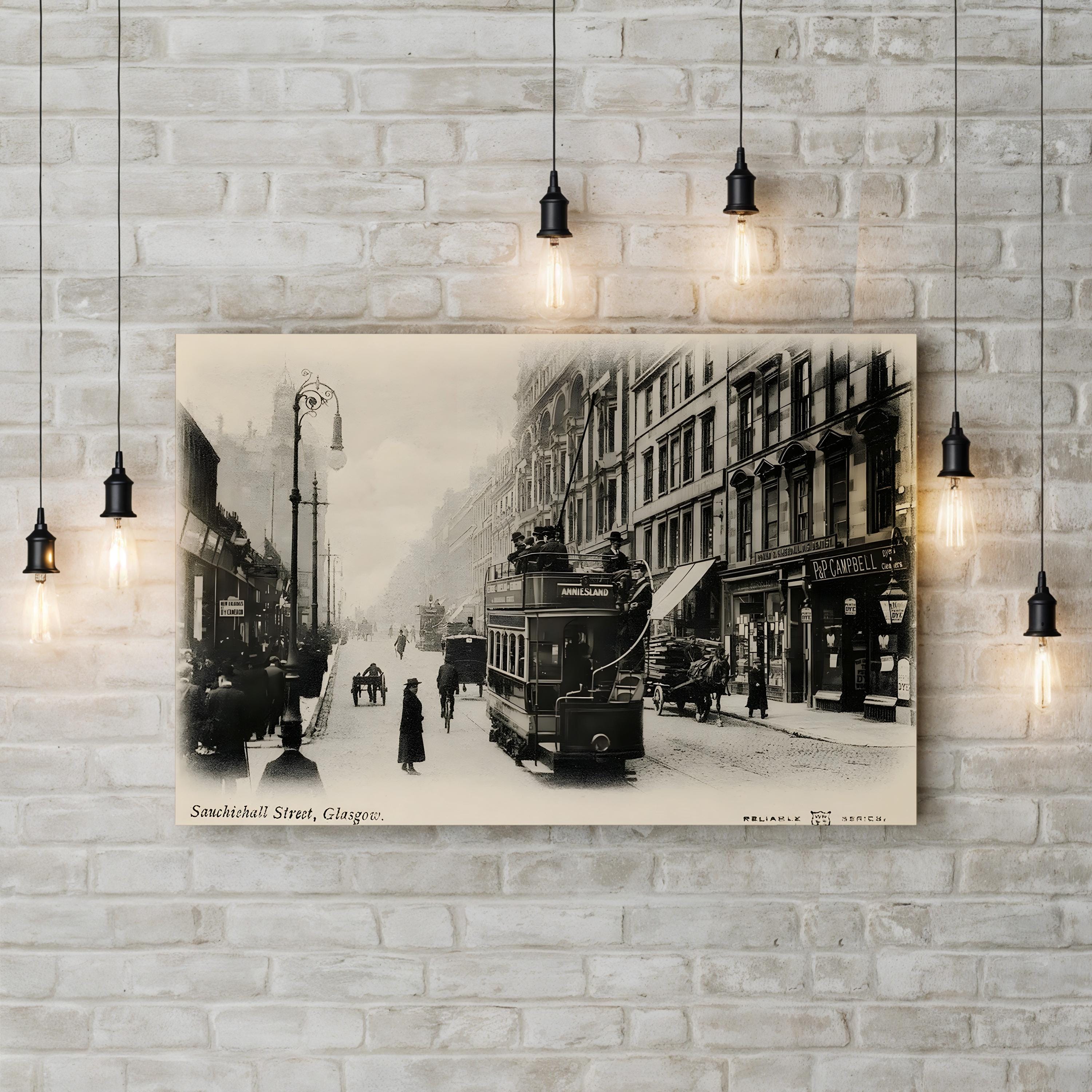 Glasgow Sauchiehall Street Tram – Vintage Photography Wall Art | Cityscape Canvas Print
