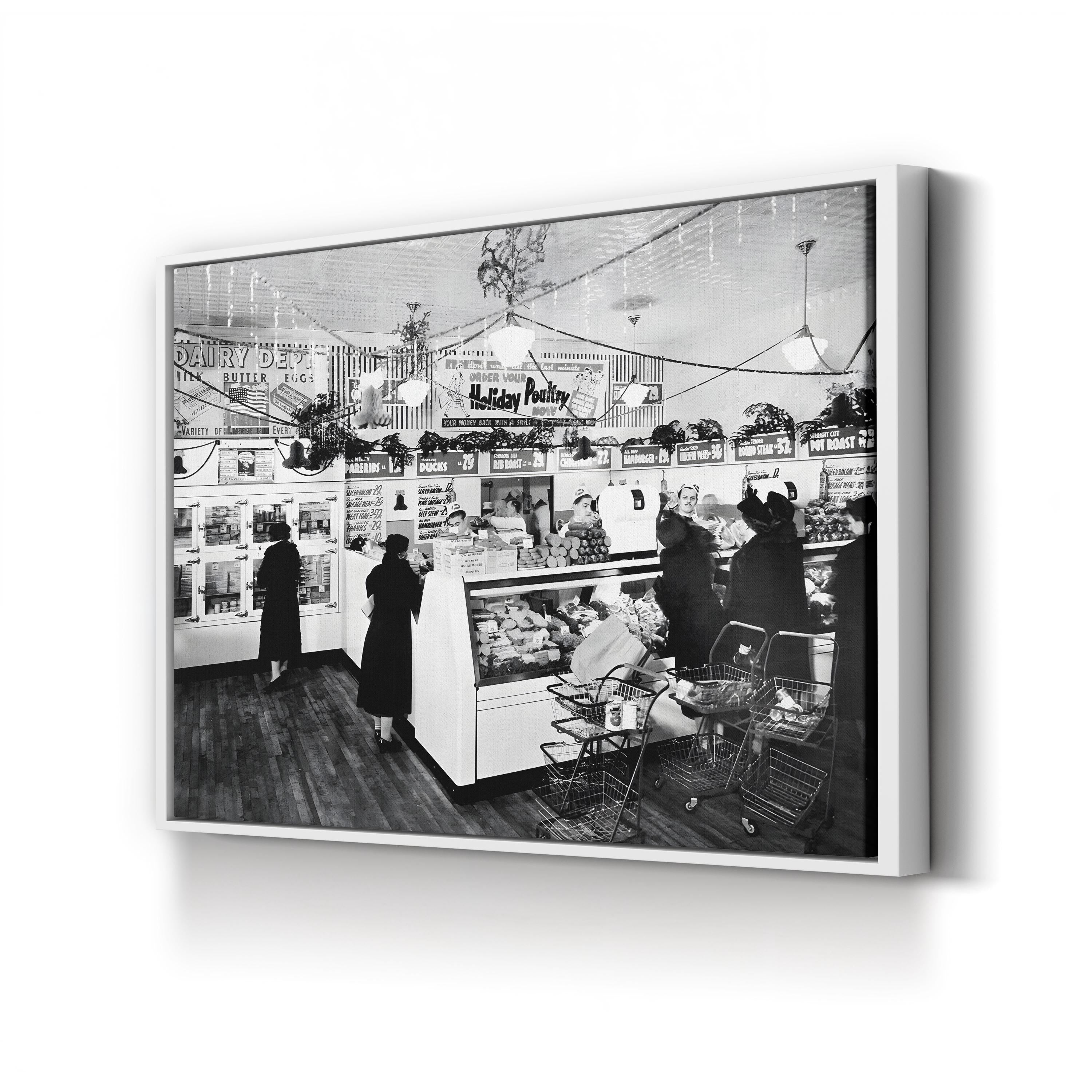 American Grocery Deli, 1938 canvas print in a white frame