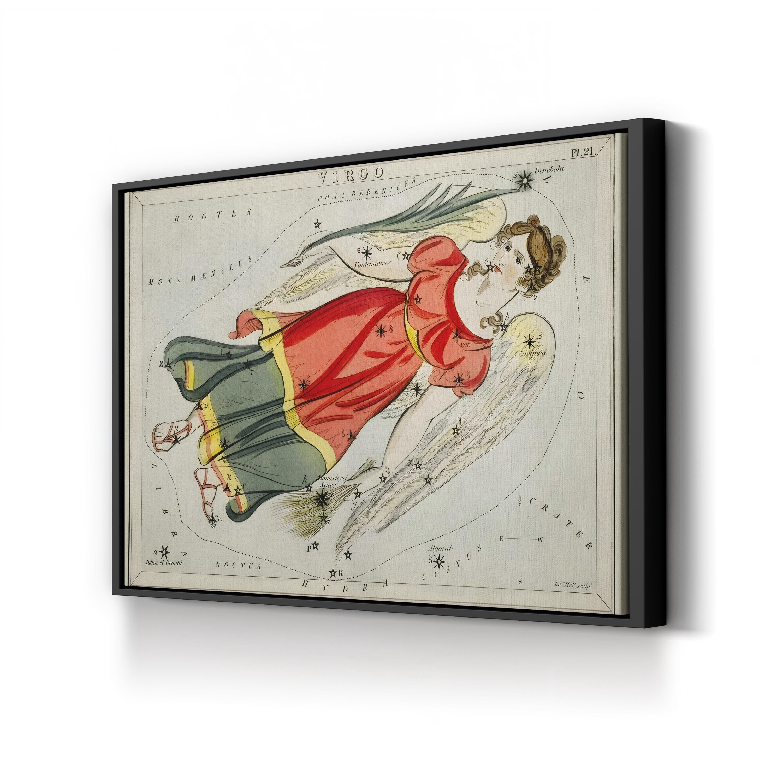 Virgo Constellation Star Map – Period Illustration Wall Art | Zodiac Canvas Print