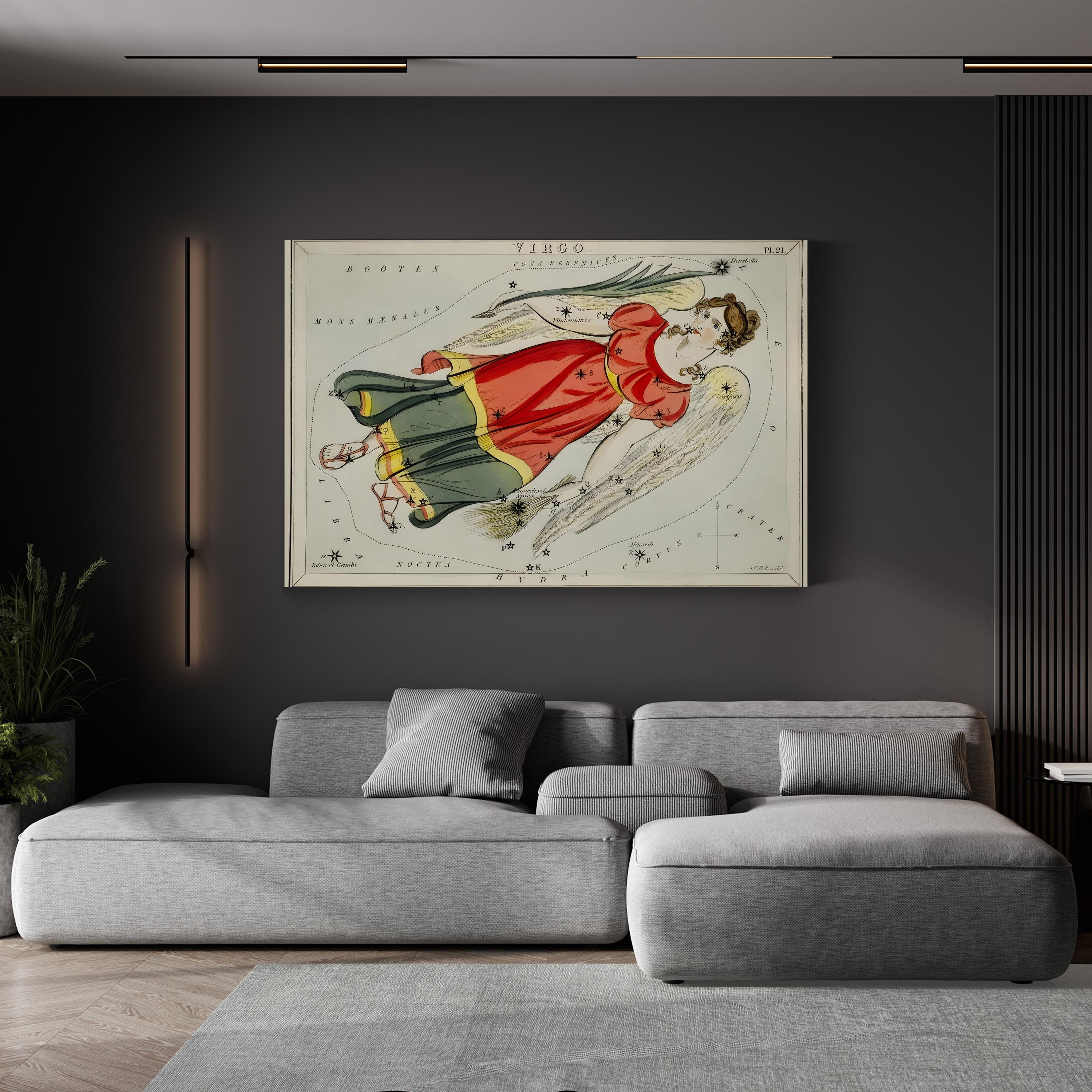Virgo Constellation Star Map – Period Illustration Wall Art | Zodiac Canvas Print