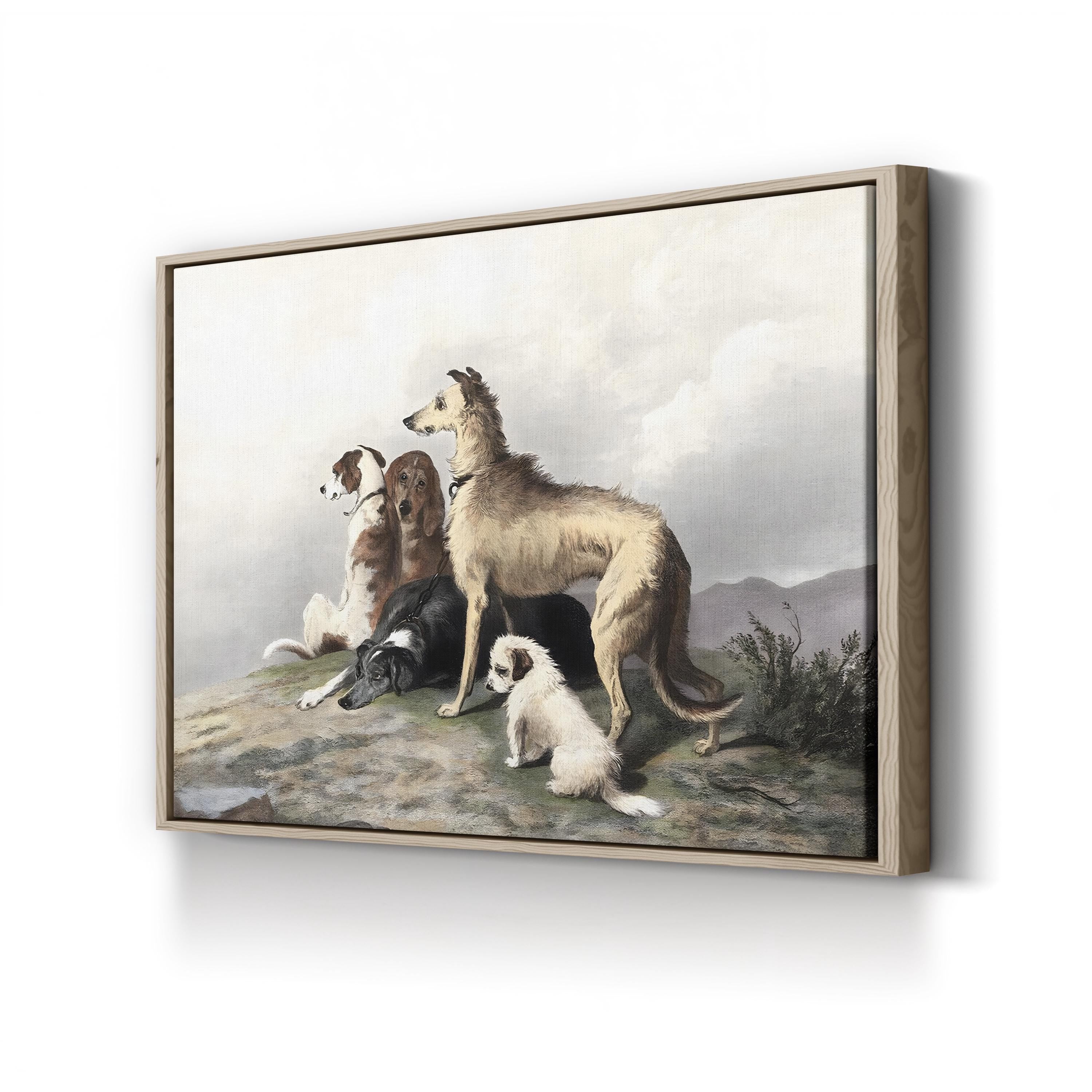 Highland Scottish Dogs – Period Illustration Wall Art | Rustic 19th-Century Canvas Print