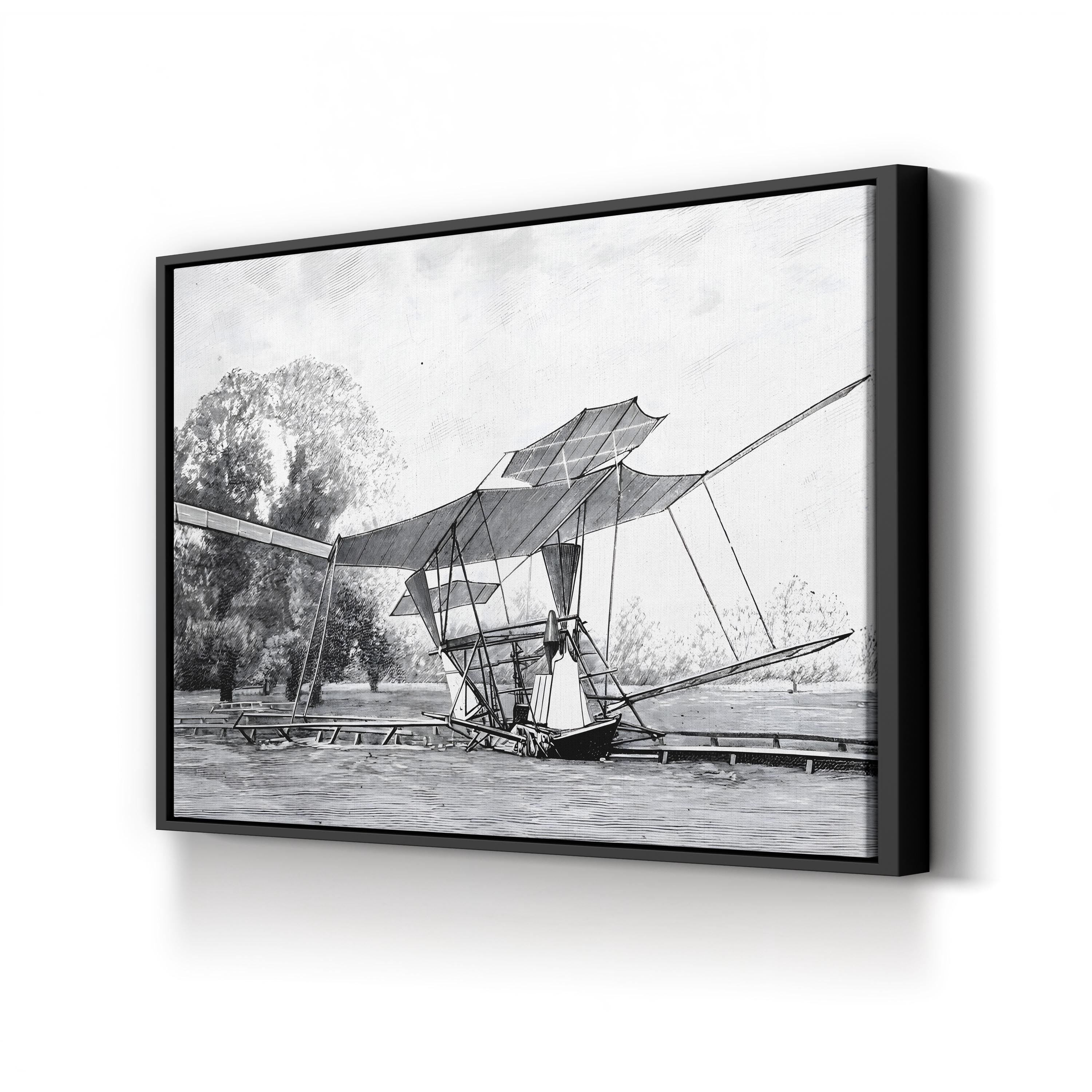Hiram Maxim’s Steam-Powered Plane – Vintage Photography Wall Art | 19th-Century Aviation Canvas Print