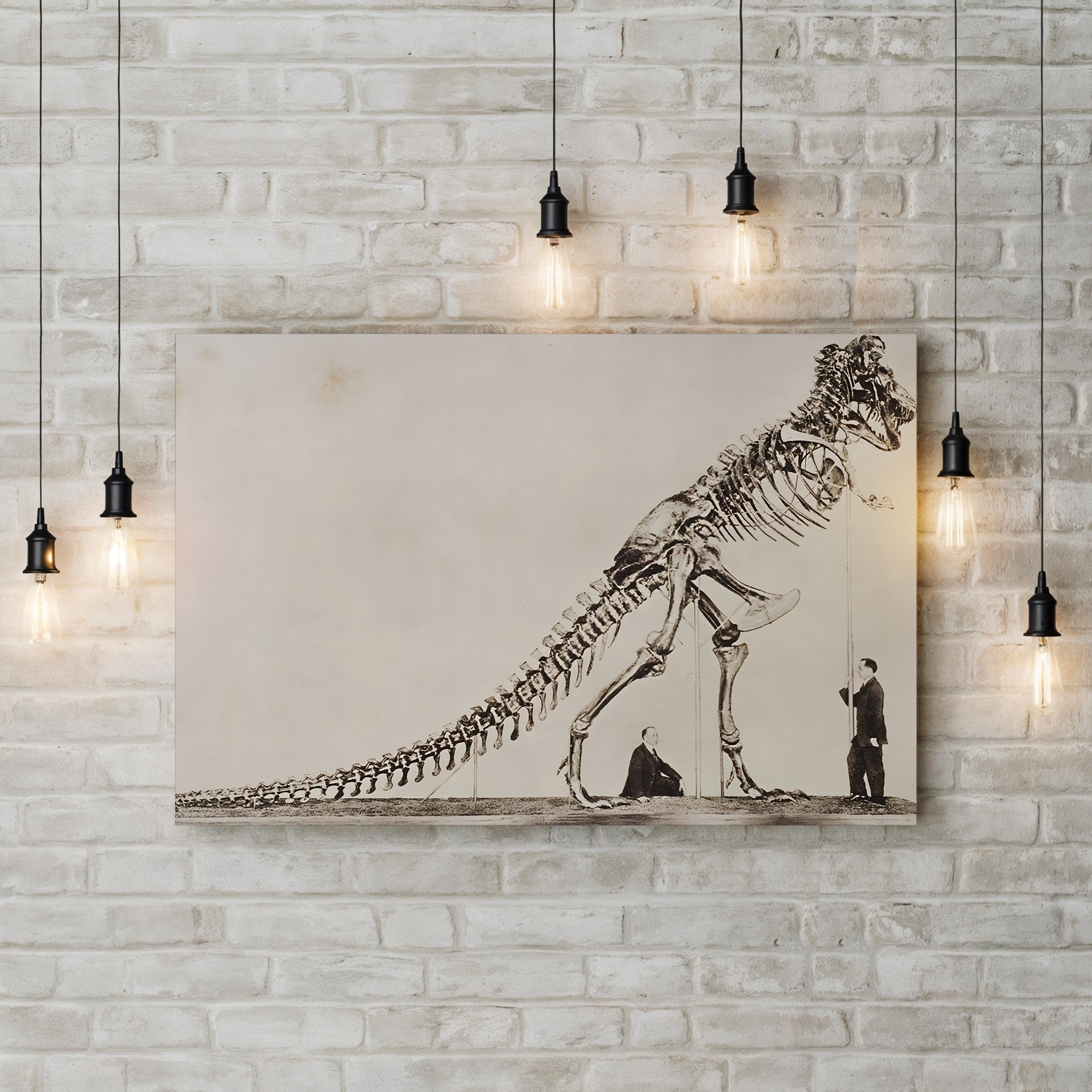19th-Century Dinosaur Skeleton Paleontological Scientific Illustration Canvas Print